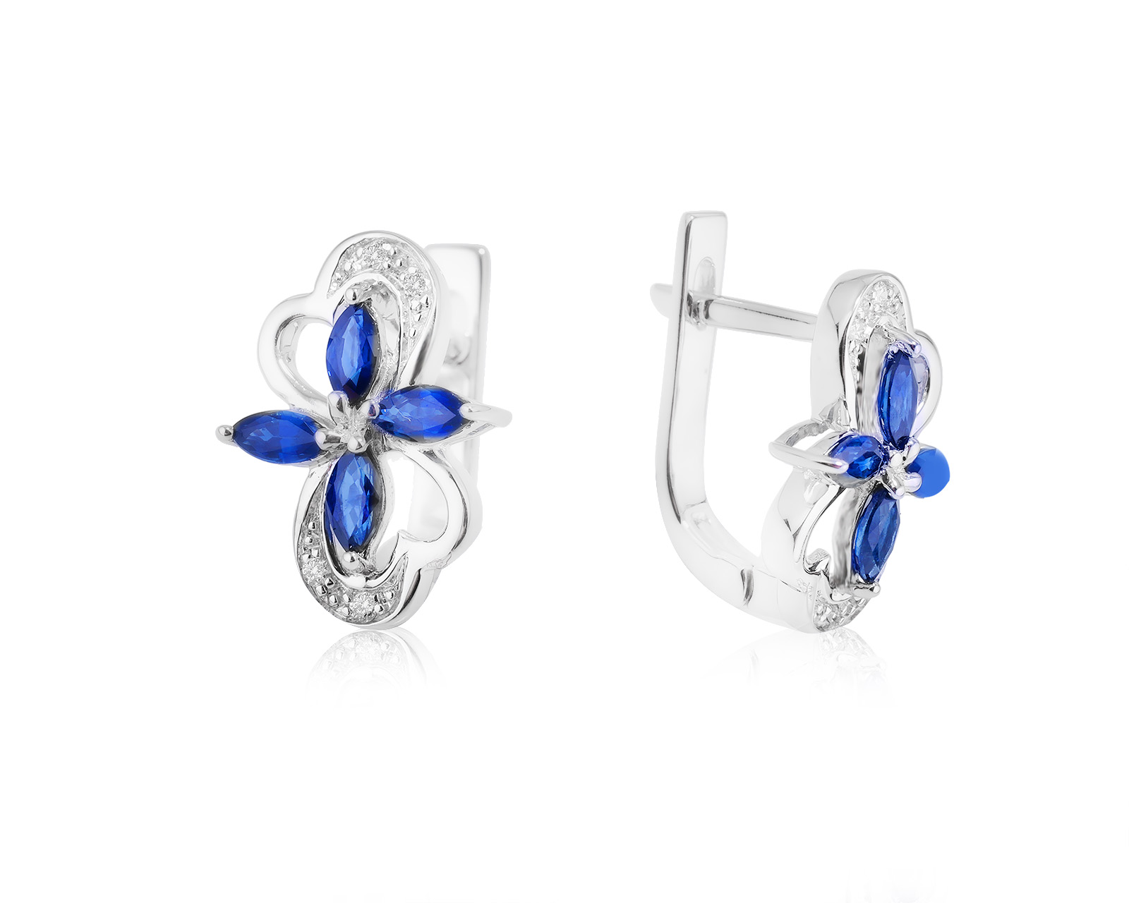 Золотые серьги с сапфирами 0.80ct и бриллиантами 0.04ct 050224/8