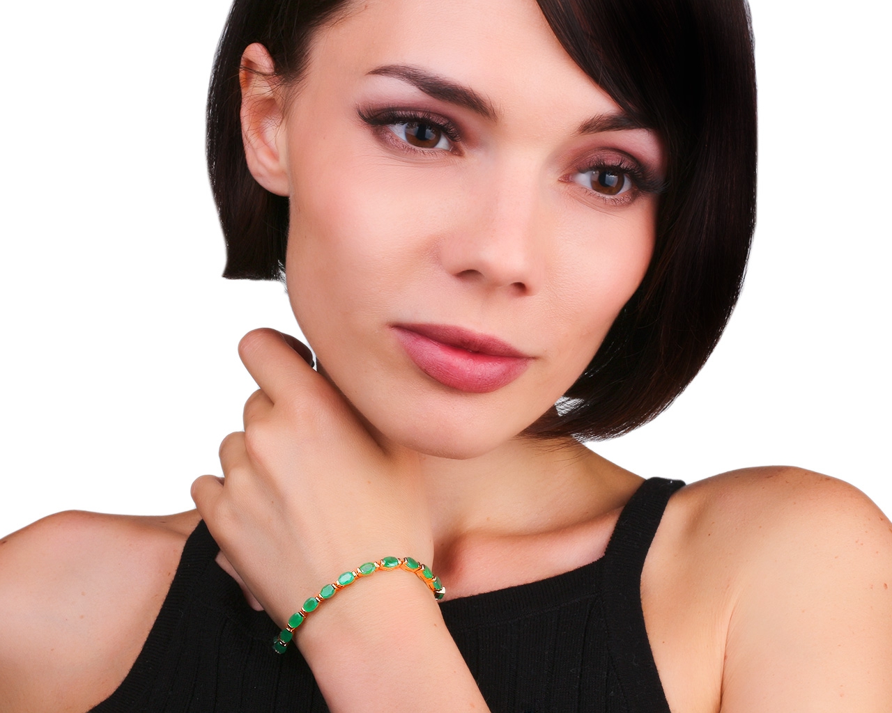 Коктейльный золотой браслет с изумрудами 7.14ct