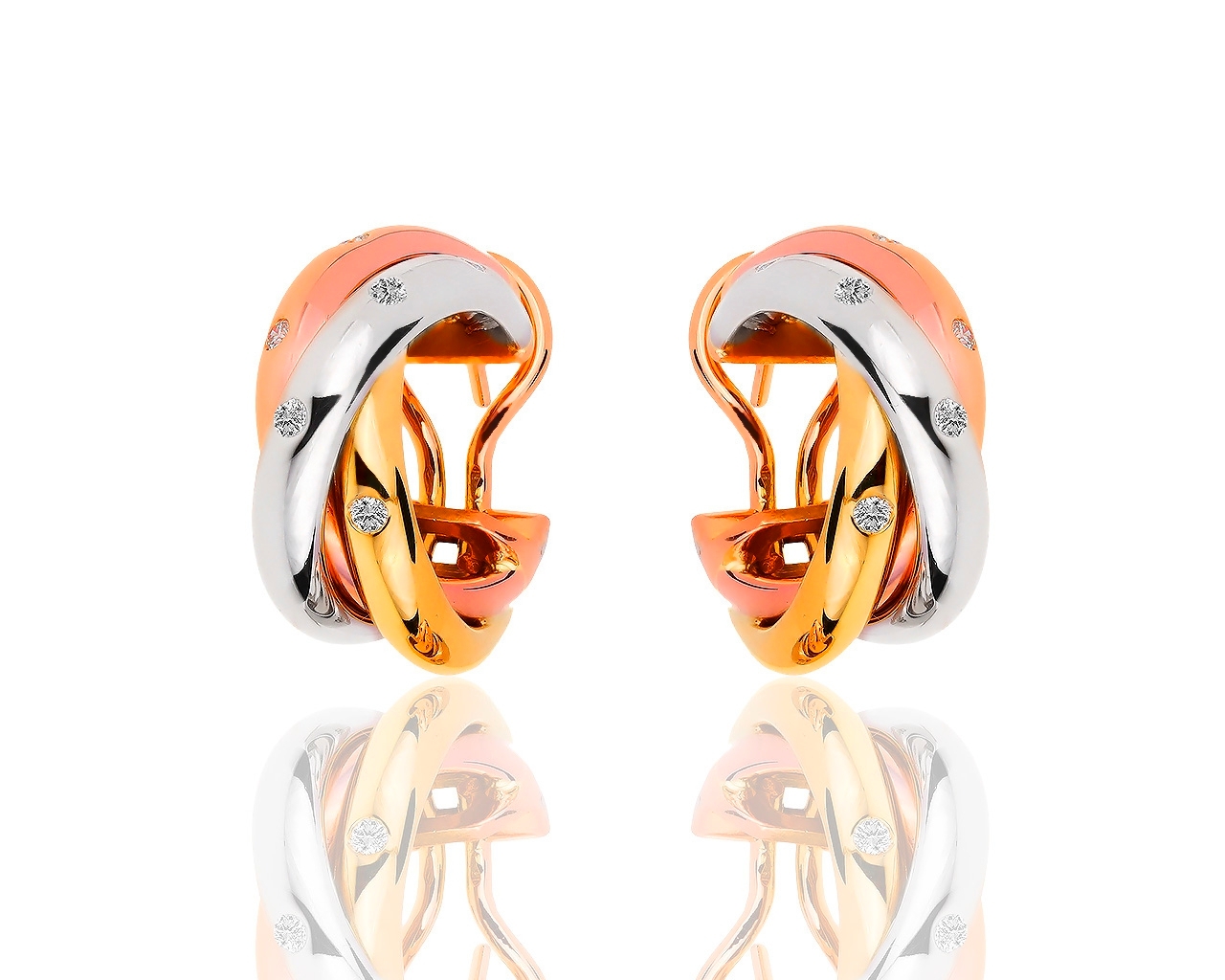 Золотые серьги с бриллиантами Trinity De Cartier 031218/5