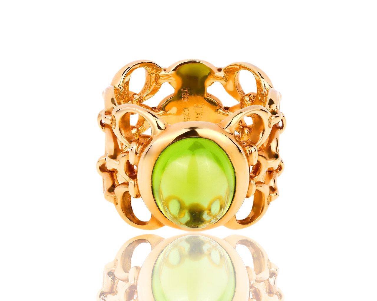Волшебное золотое кольцо с хризолитом Dior