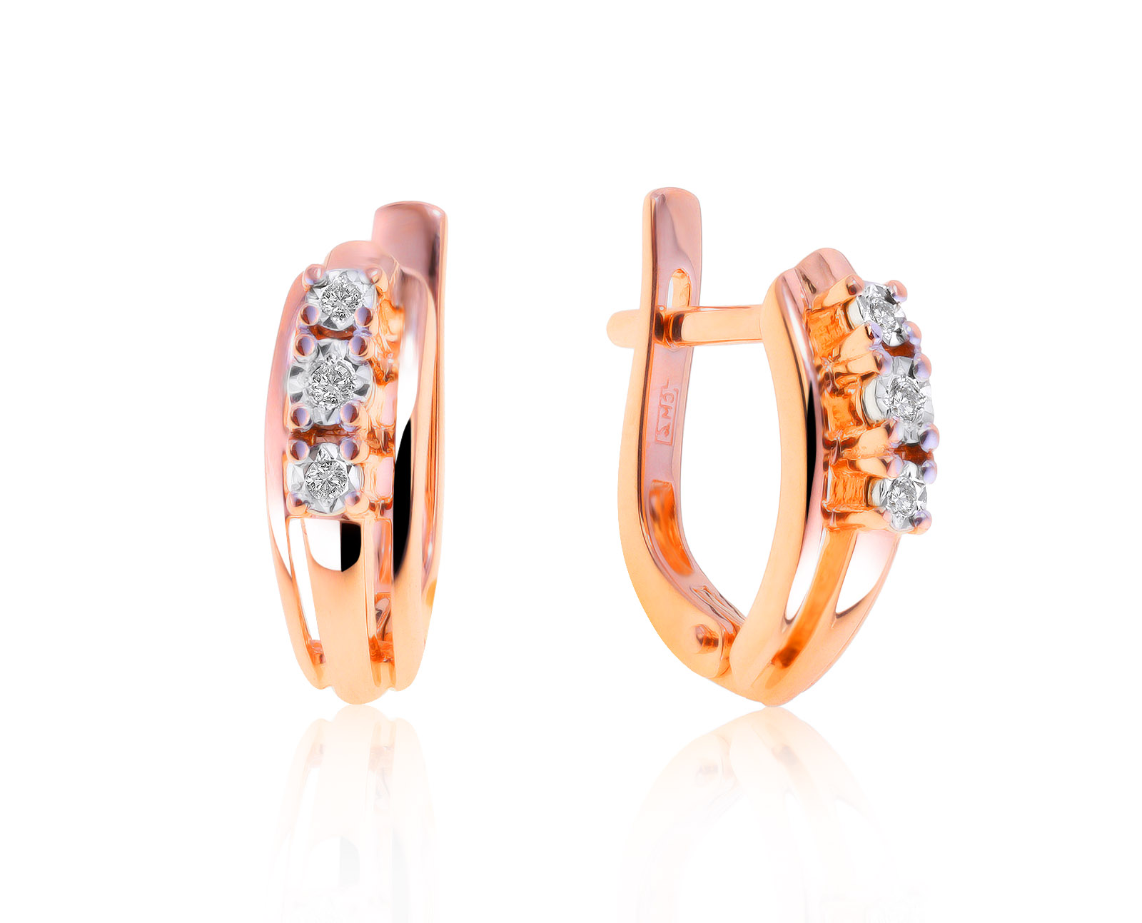 Изящные золотые серьги с бриллиантами 0.07ct 010621/20 Изящные золотые серьги с бриллиантами 0.07ct 010621/20