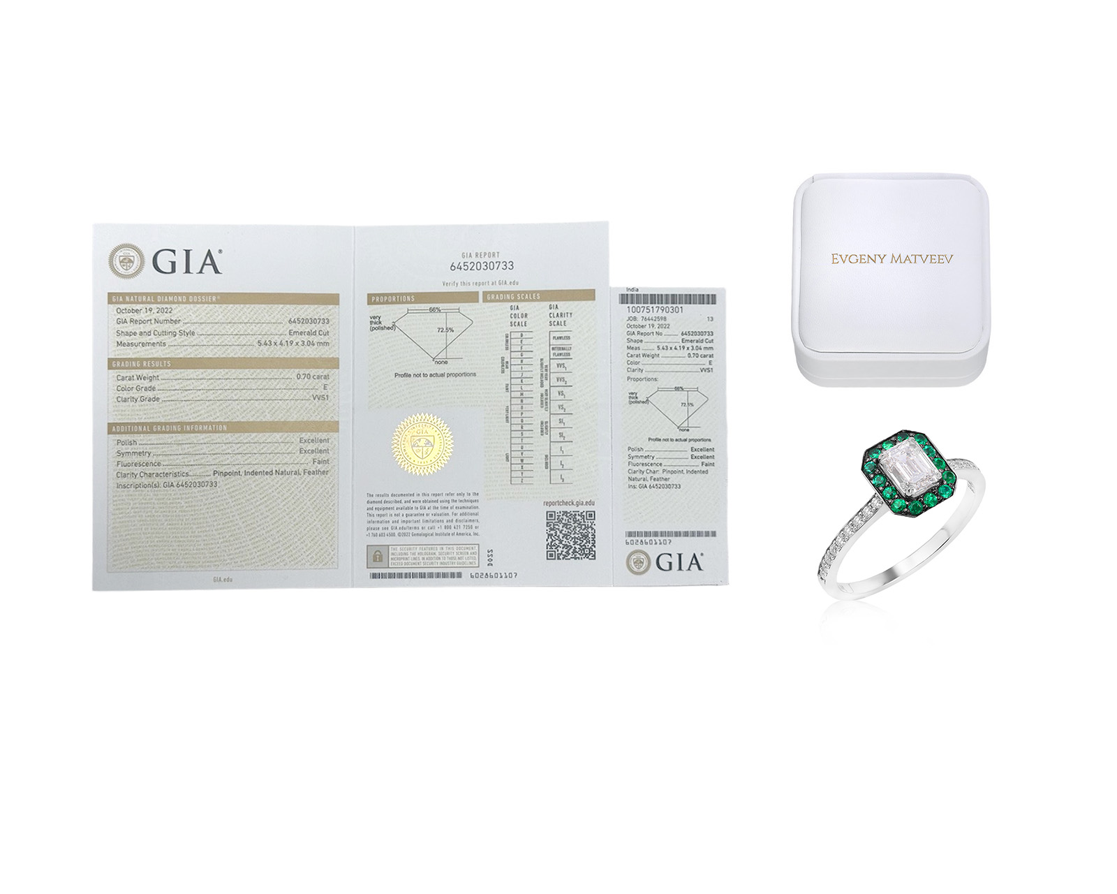 Золотое кольцо с бриллиантами 0.83ct и изумрудами 0.22ct Evgeny Matveev