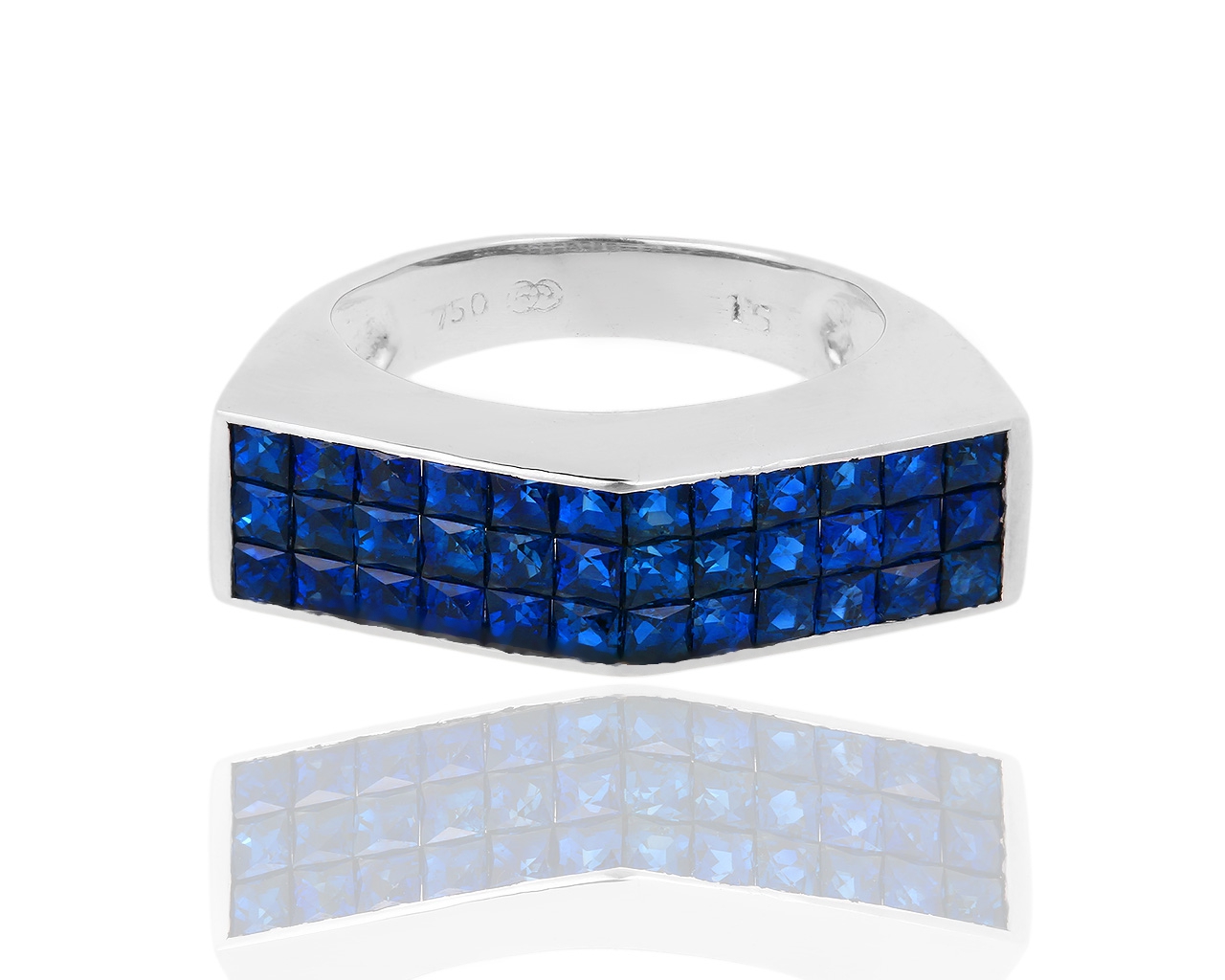 Золотое кольцо с бриллиантами 0.30ct и сапфирами 2.01ct 250119/8