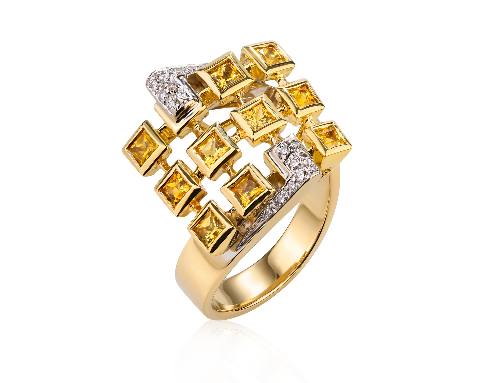 Оригинальное золотое кольцо с желтыми сапфирами 1.09ct Luca Carati 240526/1