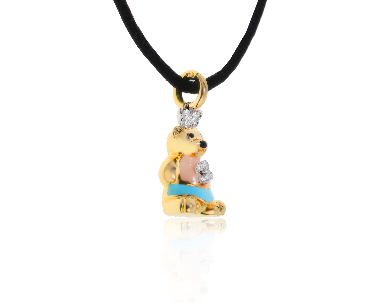 Оригинальный золотой кулон с эмалью Aaron Basha Mother Bear