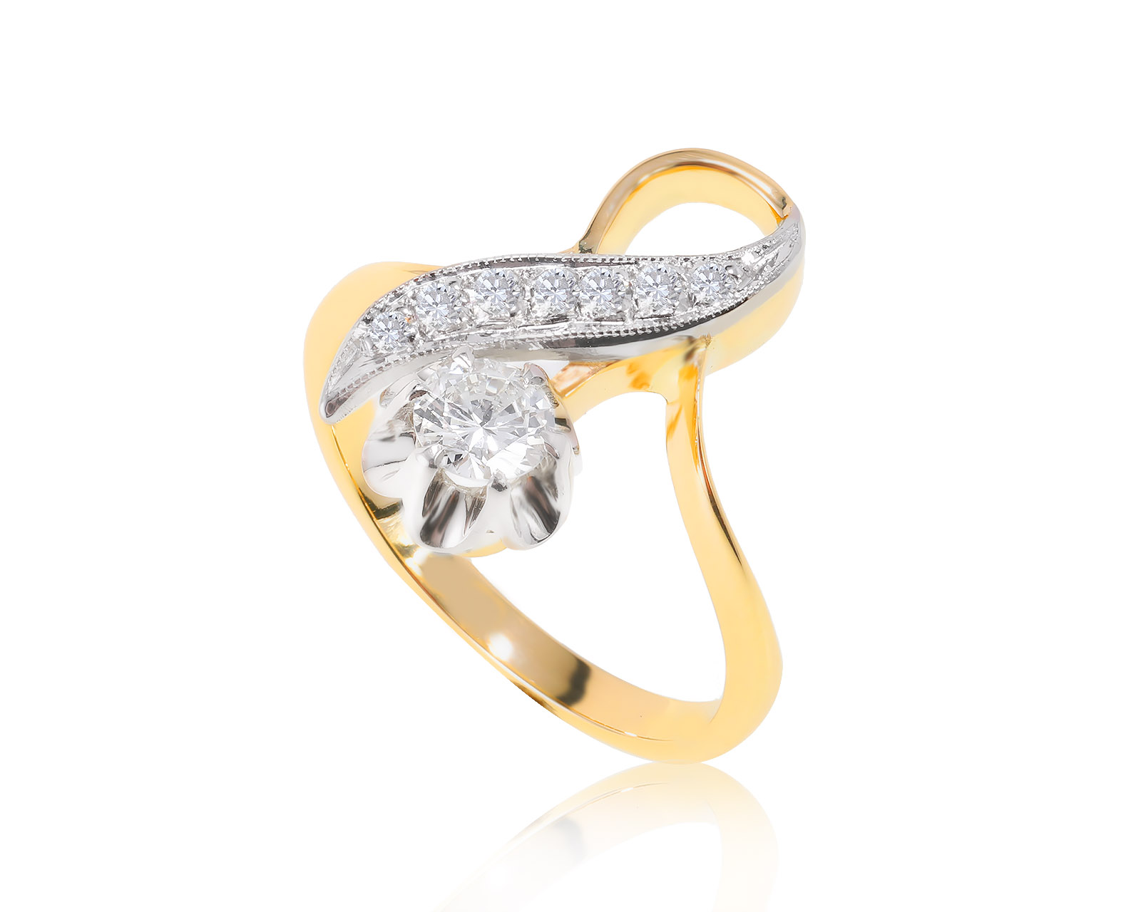 Винтажное золотое кольцо с бриллиантами 0.44ct СССР 191022/6