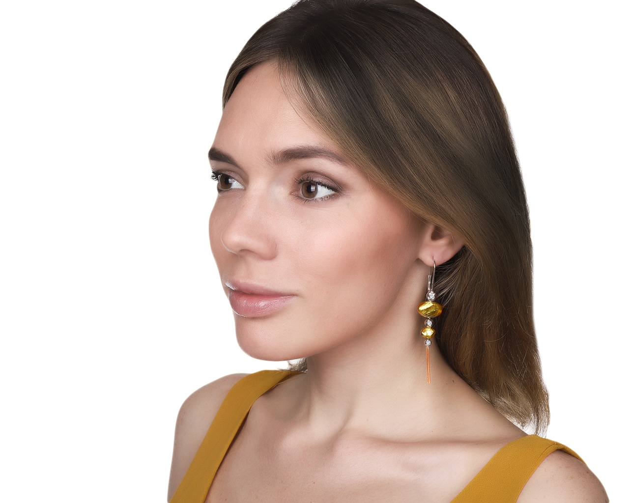Роскошные золотые серьги с бриллиантами 0.32ct