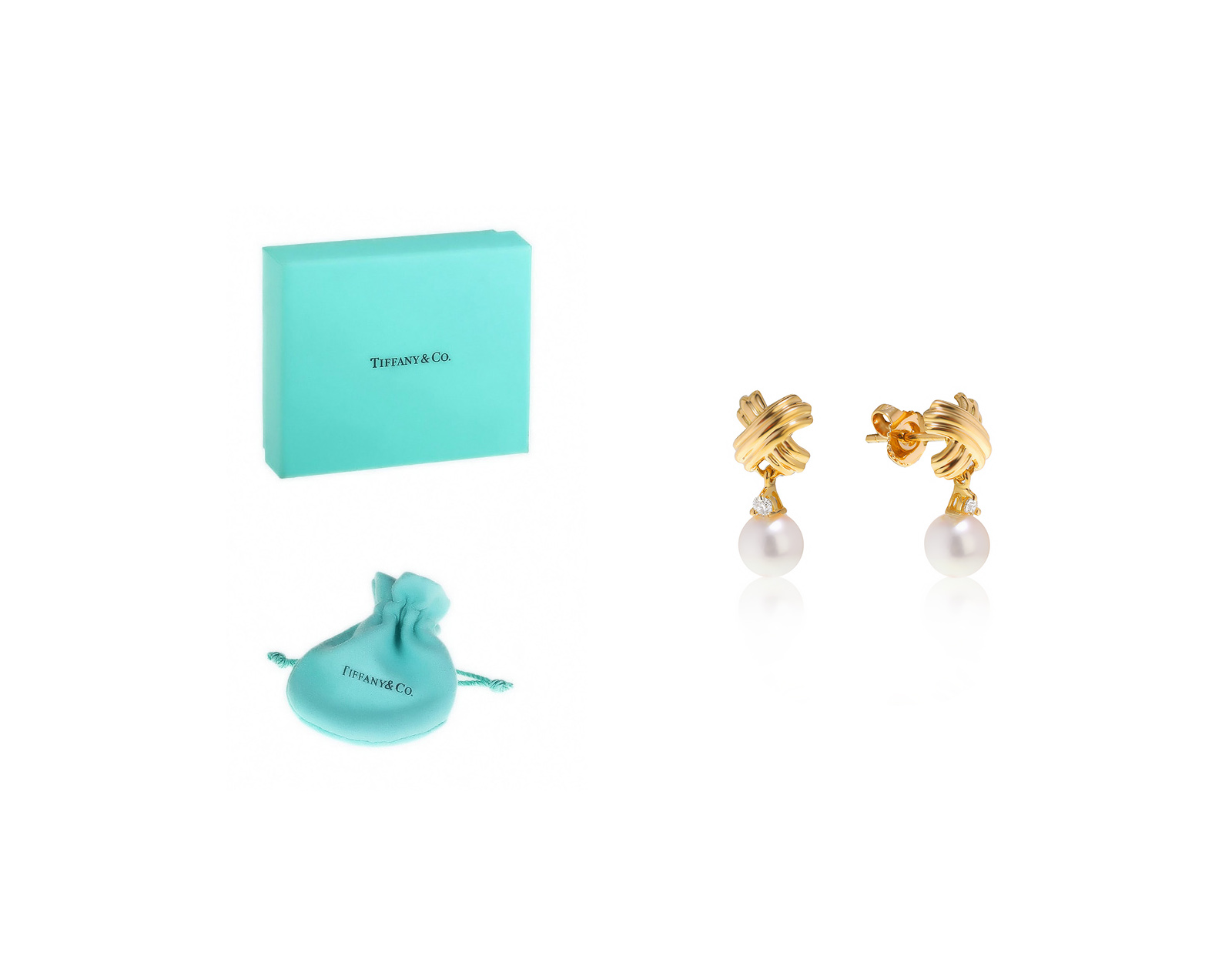 Оригинальные золотые серьги Tiffany&Co Signature