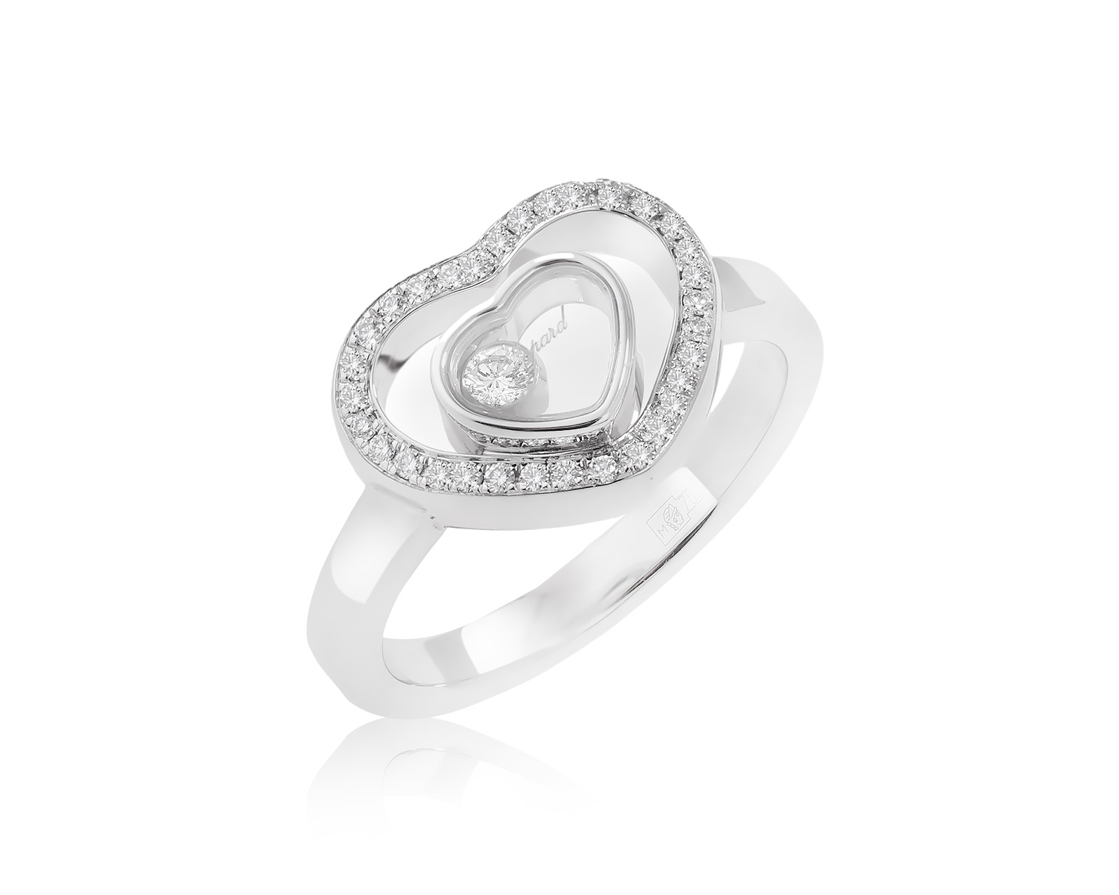 Оригинальное золотое кольцо Chopard Happy Diamond Heart