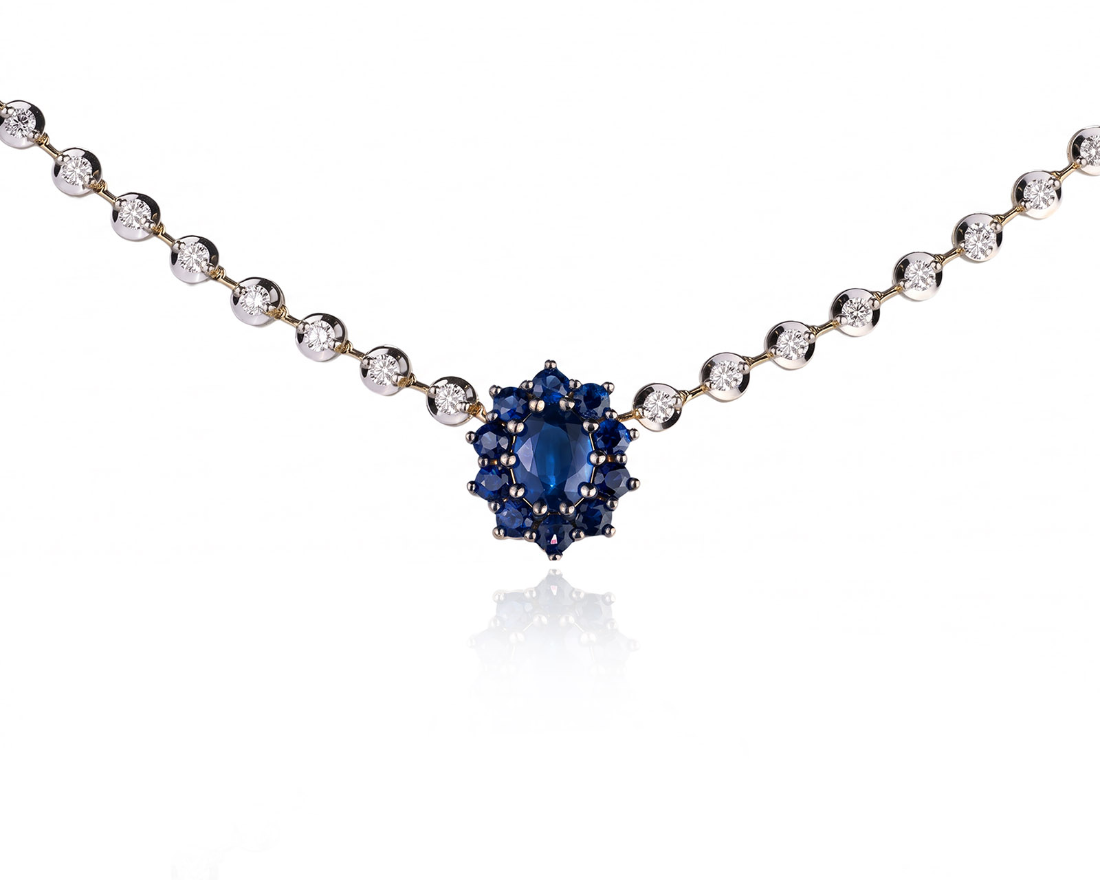 Оригинальное золотое колье с сапфирами 2.29ct МЮЗ 990545/1