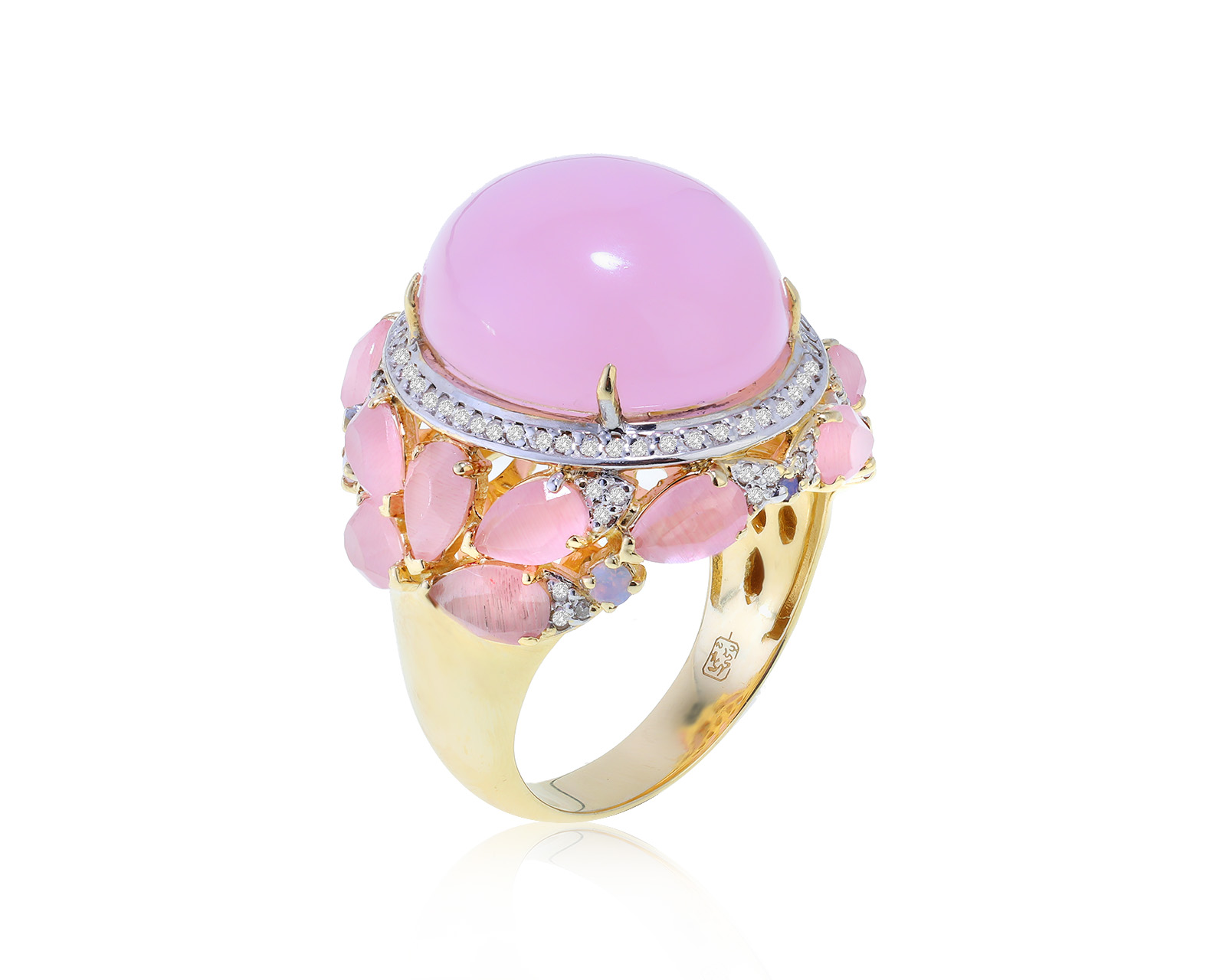 Модное золотое кольцо с ситаллами 15.30ct 301222/3