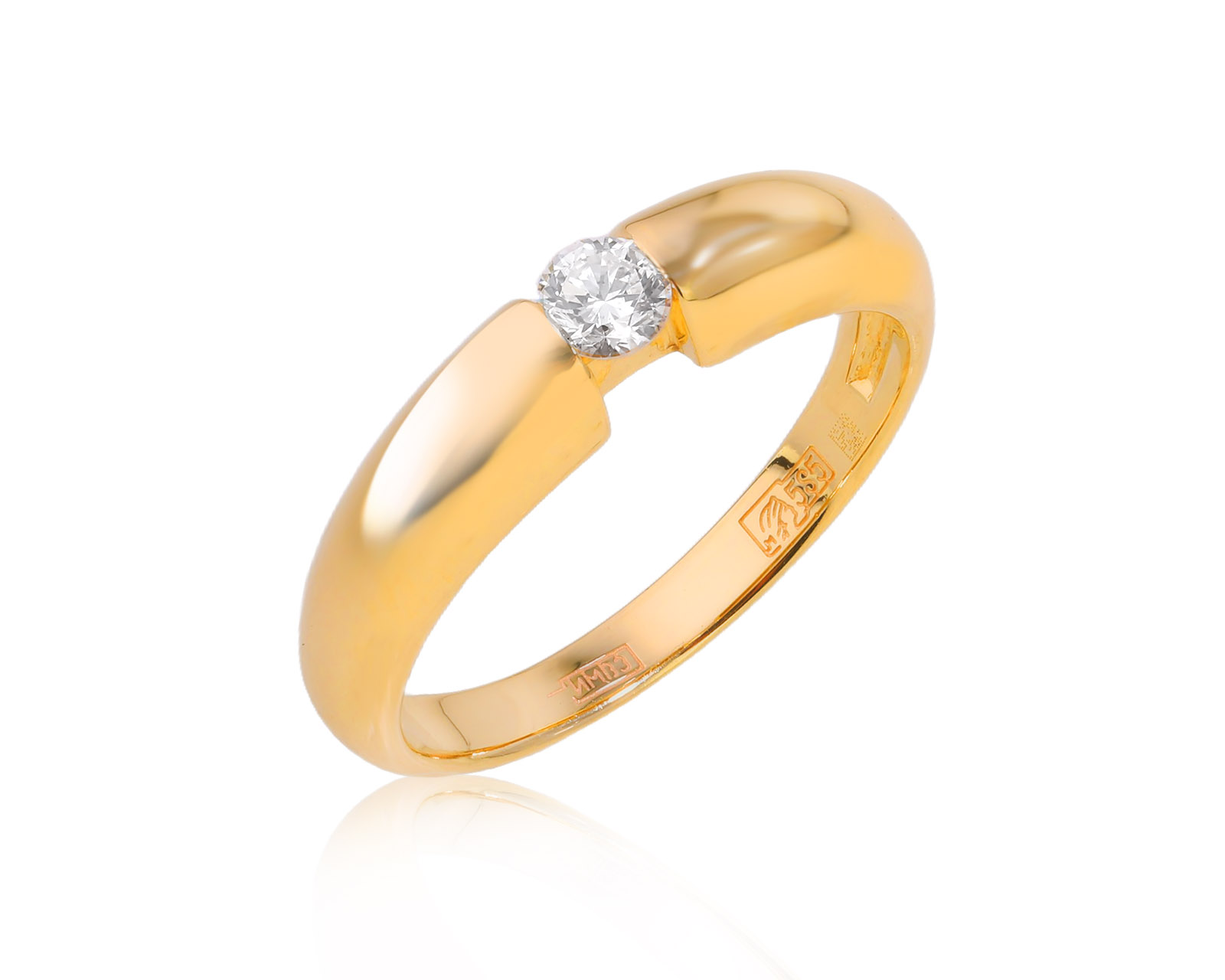 Золотое кольцо с бриллиантом 0.11ct