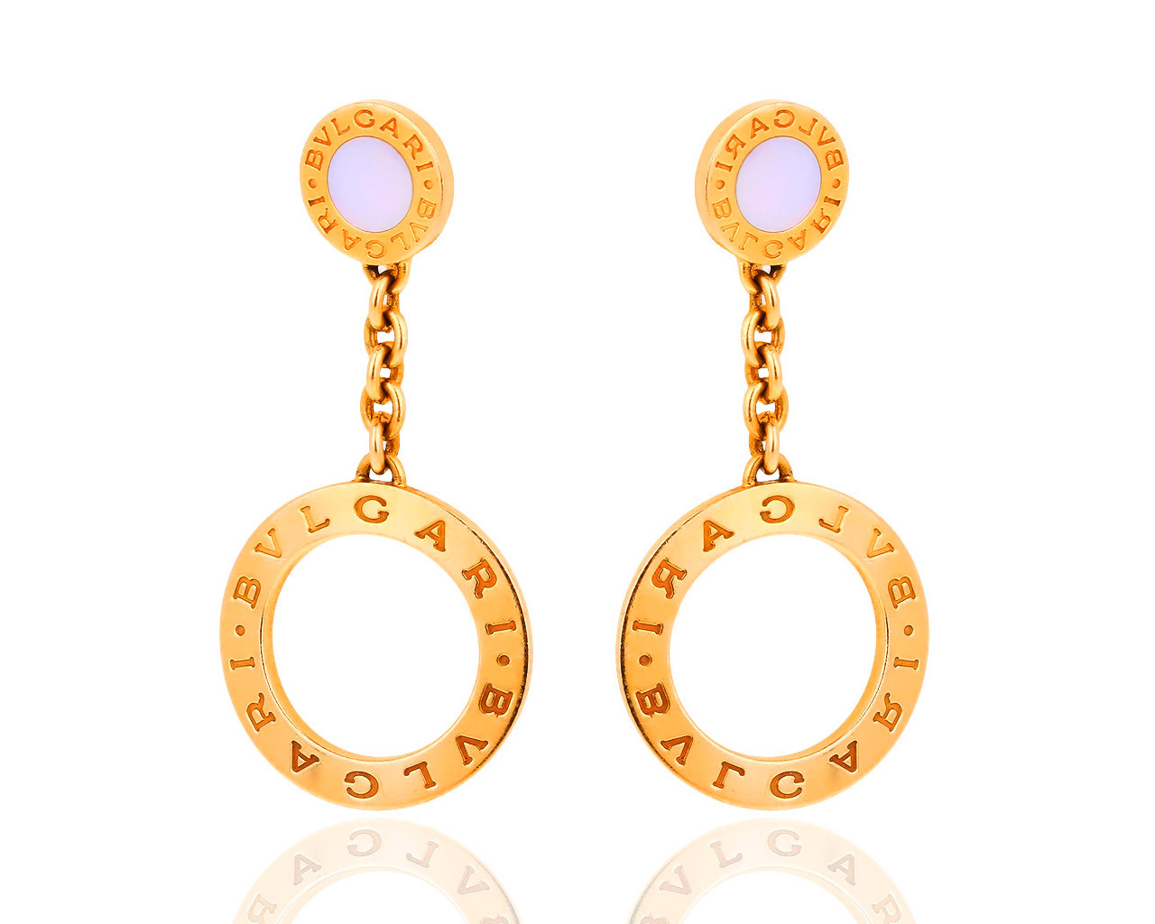 Модные золотые серьги с перламутром Bvlgari 271218/10