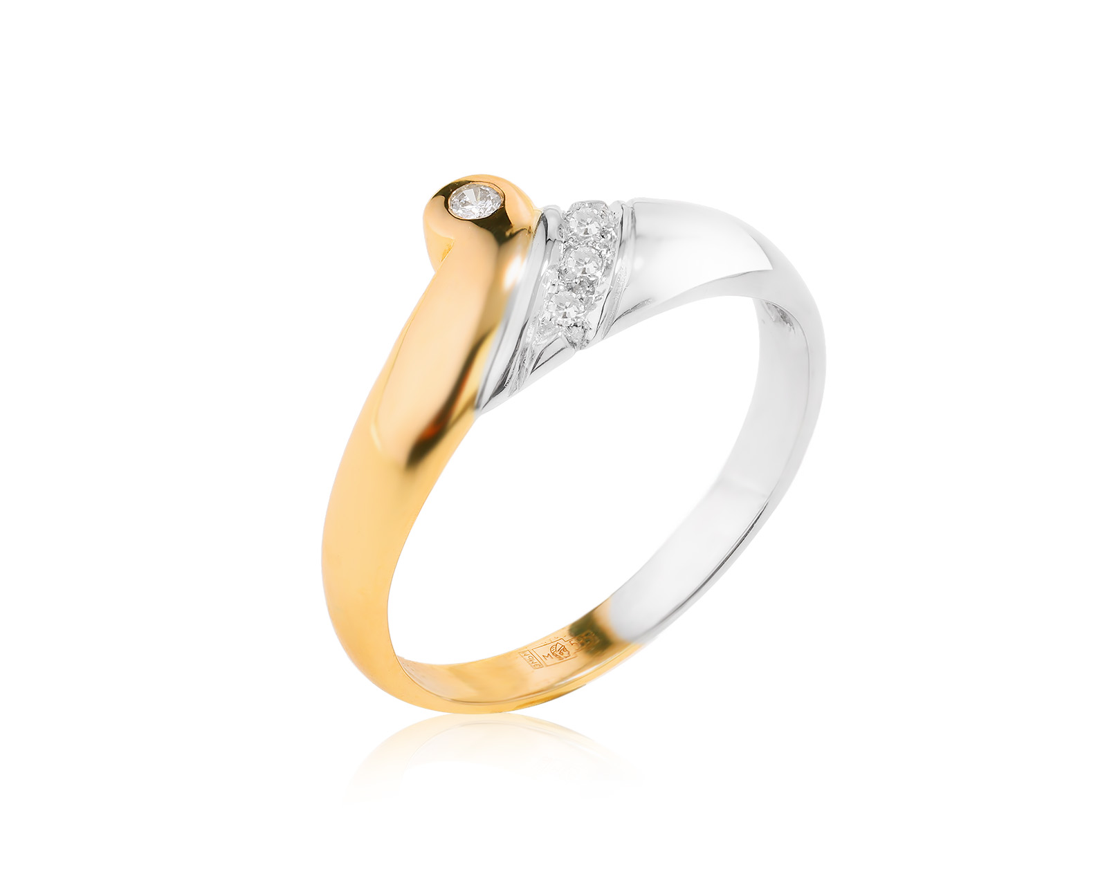 Золотое кольцо с бриллиантами 0.06ct 090823/4