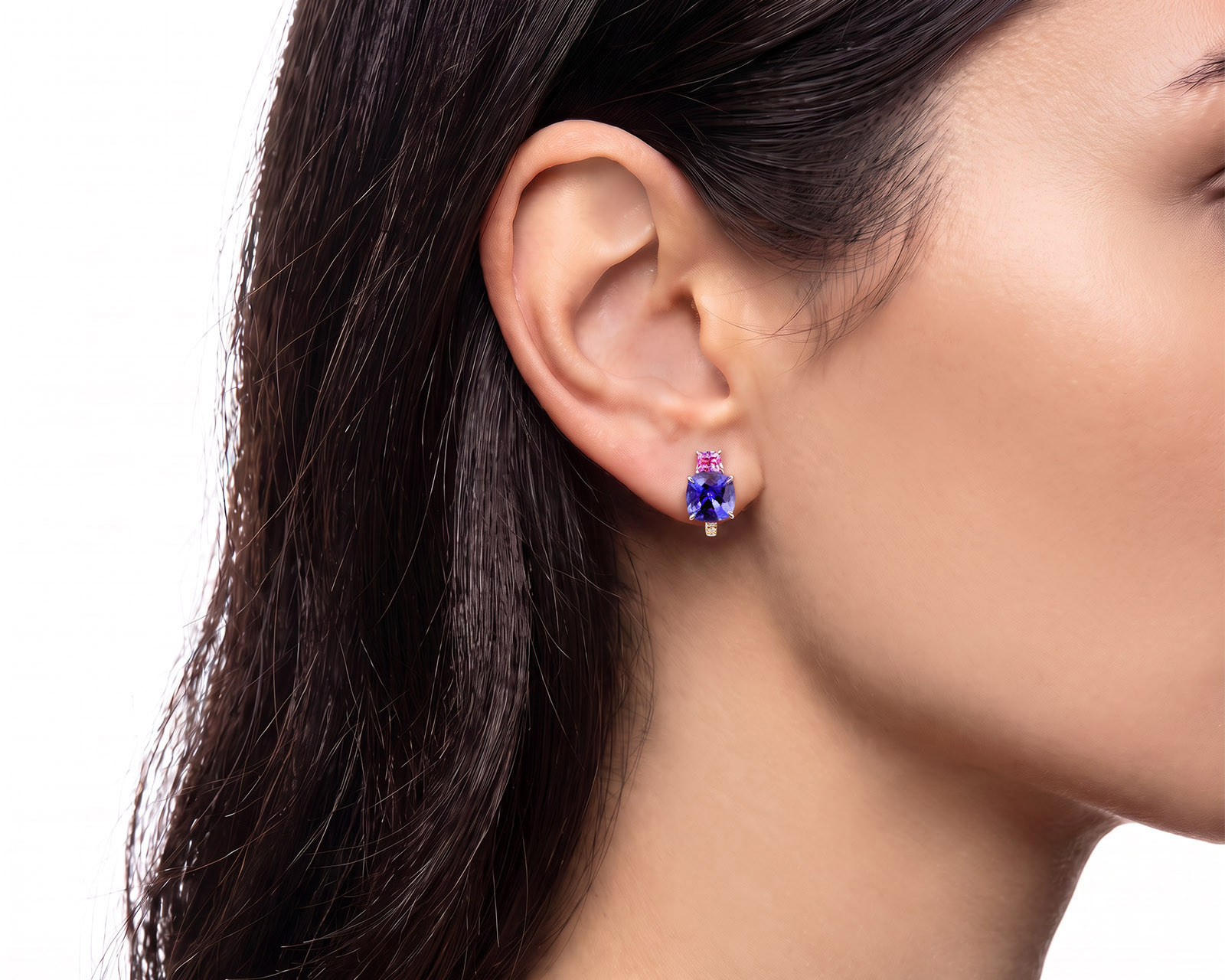 Золотые серьги с танзанитами 4.44ct и сапфирами 0.55ct Evgeny Matveev