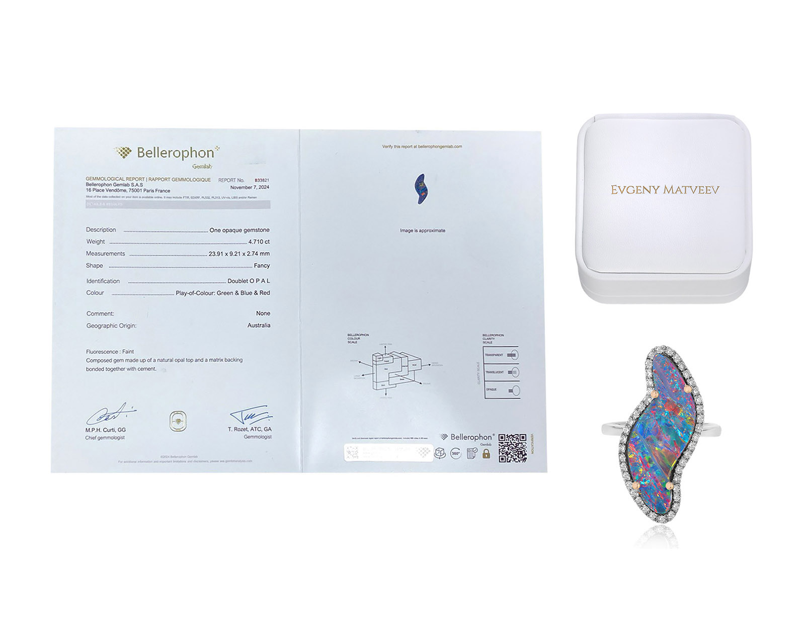 Золотое кольцо с опалом Австралия 4.71ct Evgeny Matveev