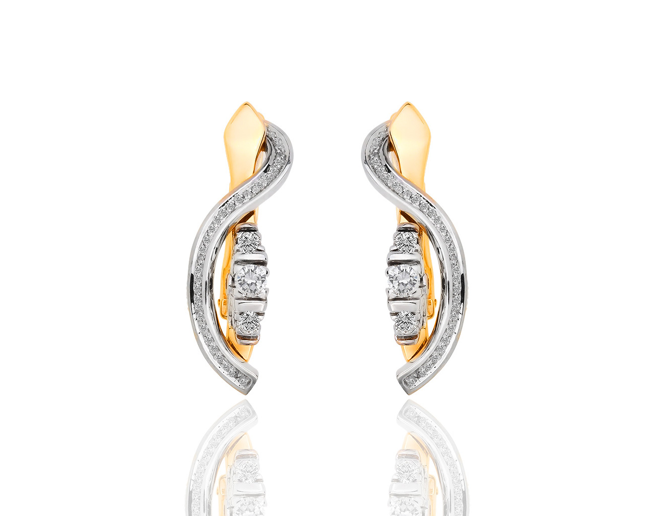 Изысканные золотые серьги с бриллиантами 0.58ct 130219/14