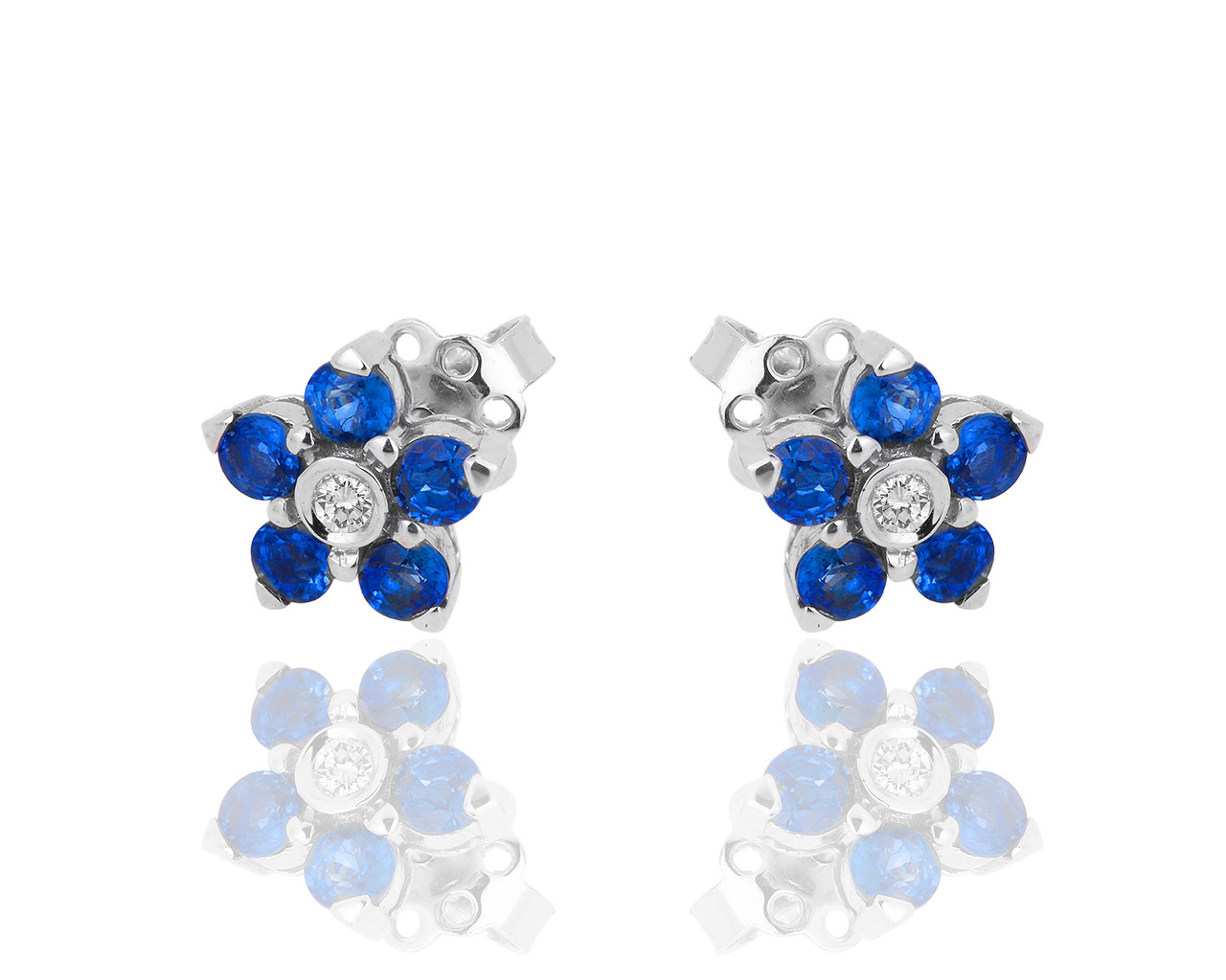 Оригинальные золотые серьги с бриллиантами и сапфирами Leo Pizzo 241118/9