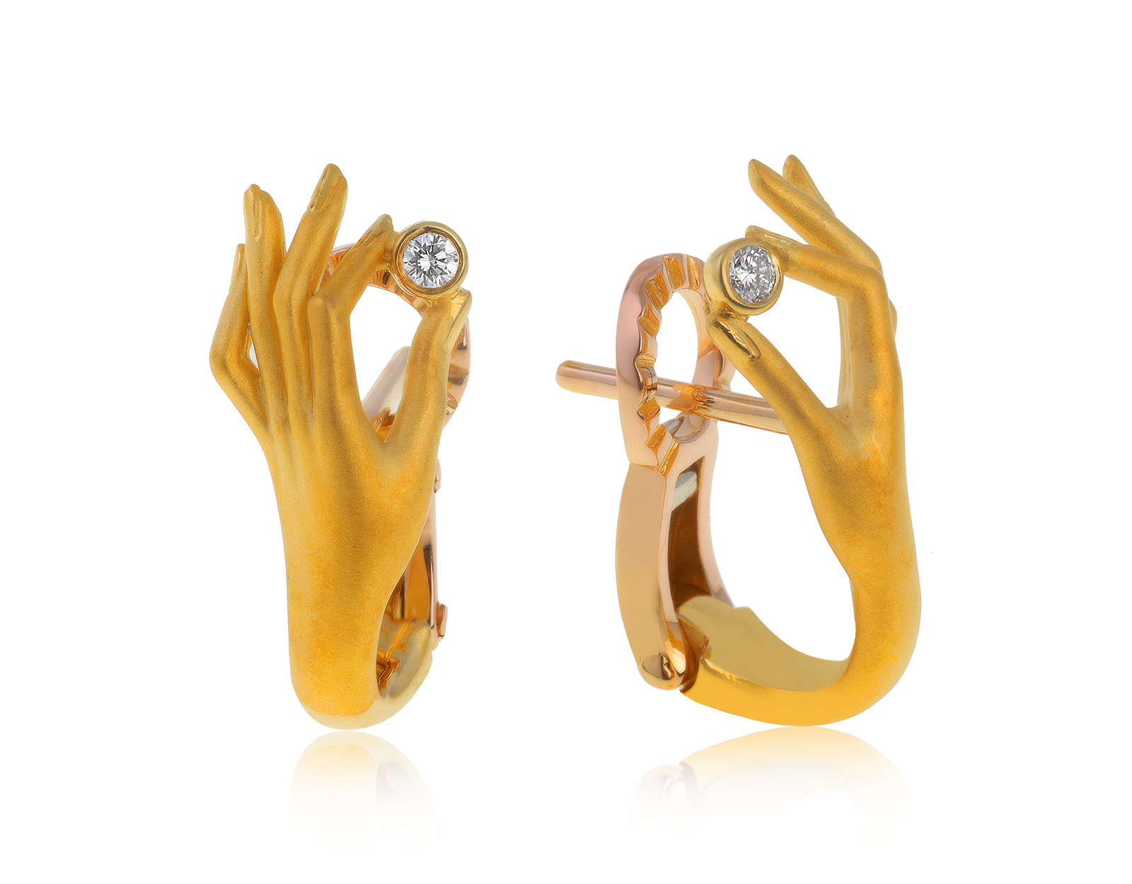 Оригинальные золотые серьги с бриллиантами 0.06ct Carrera y Carrera Las Manos 230721/3