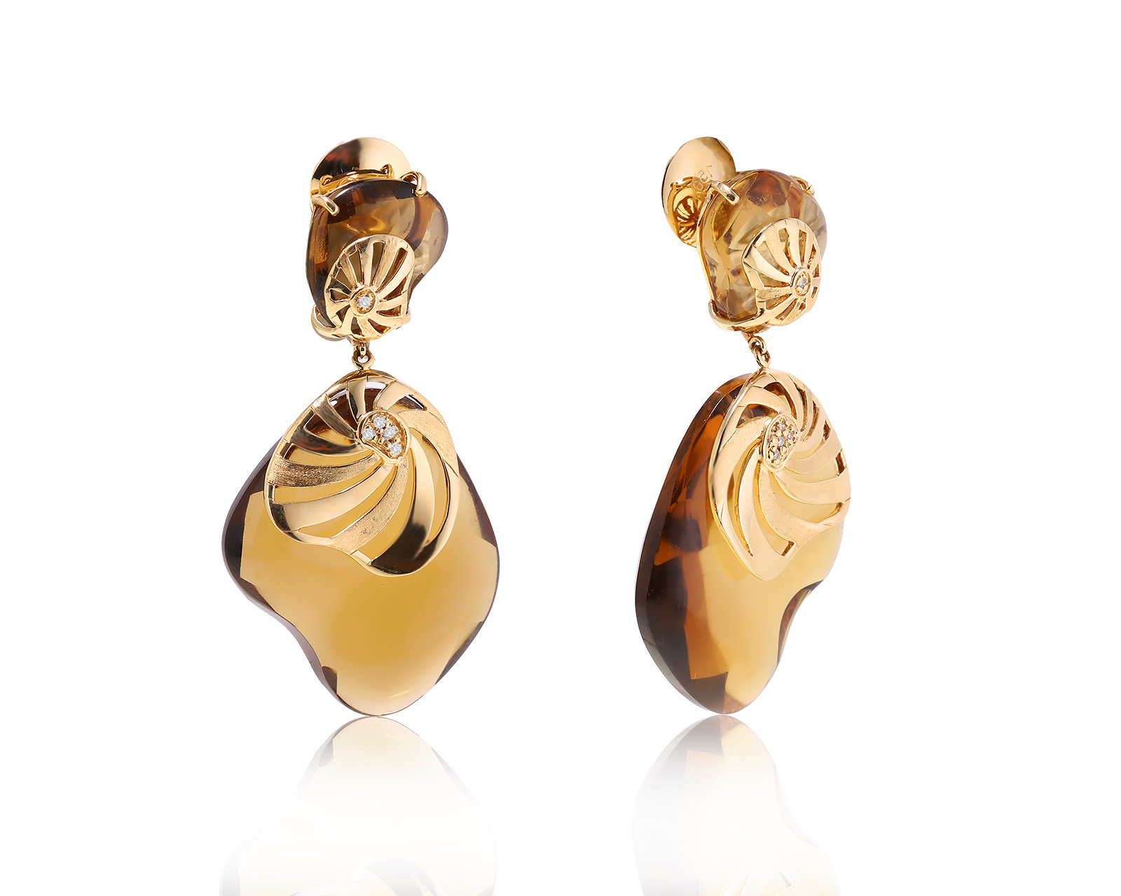 Изысканные золотые серьги с цитринами 83.50ct 040523/2