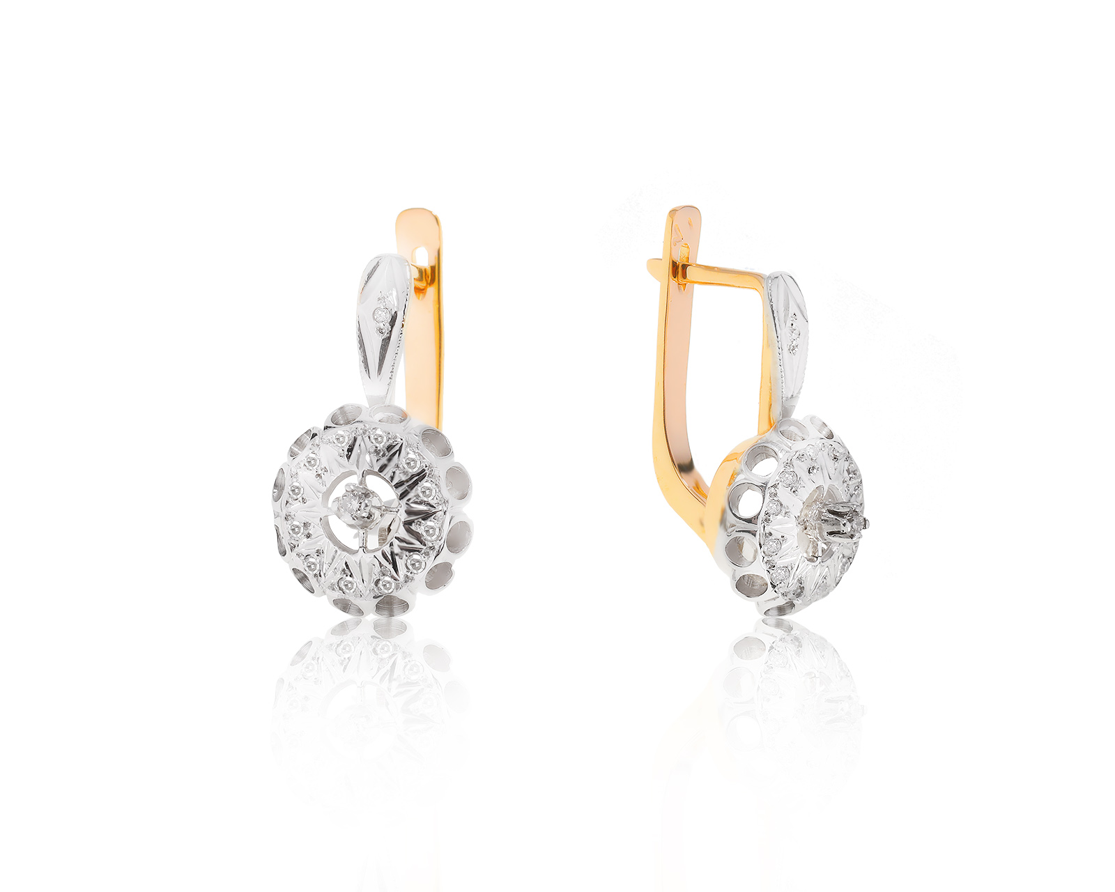 Чарующие золотые серьги с бриллиантами 0.10ct 061022/1