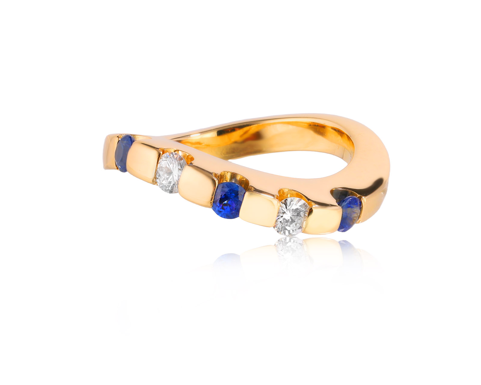 Золотое кольцо с бриллиантами 0.20ct и сапфирами 0.30ct