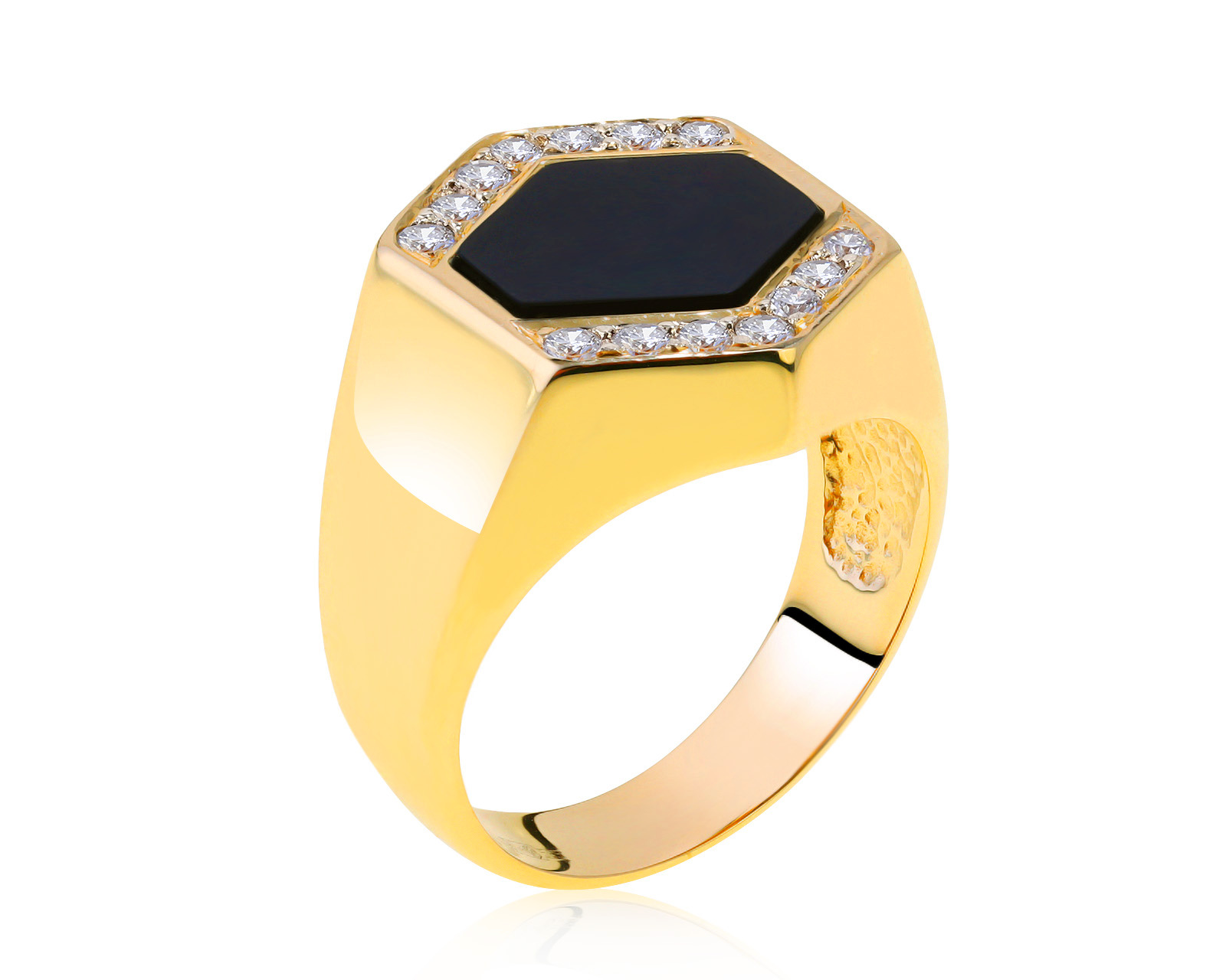 Солидное золотое кольцо с ониксом 191021/4