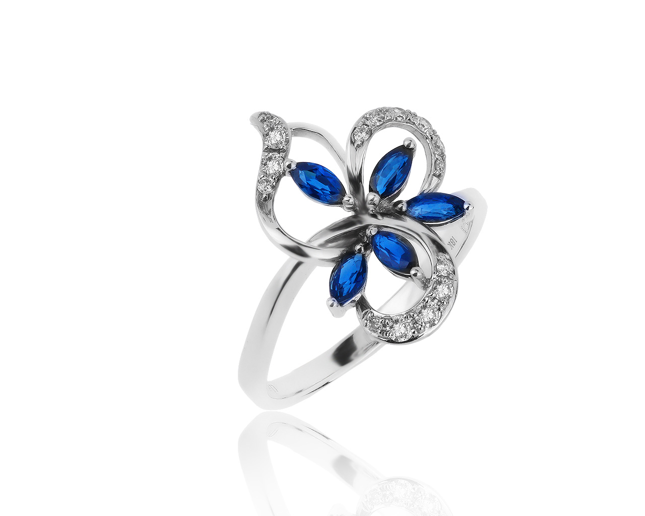 Оригинальное золотое кольцо с сапфирами 0.35ct Damas 051119/7