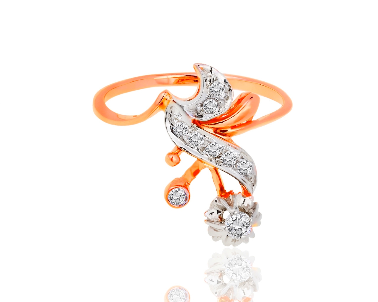 Изящное золотое кольцо с бриллиантами 0.22ct 081218/2