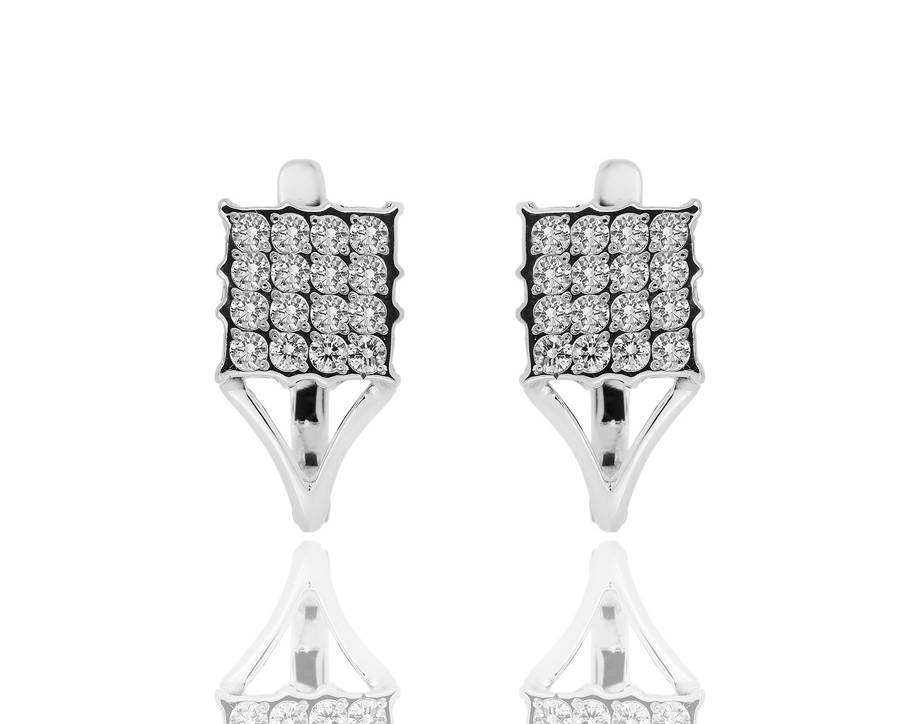 Стильные золотые серьги с бриллиантами 0.80ct 030419/9 Стильные золотые серьги с бриллиантами 0.80ct 030419/9