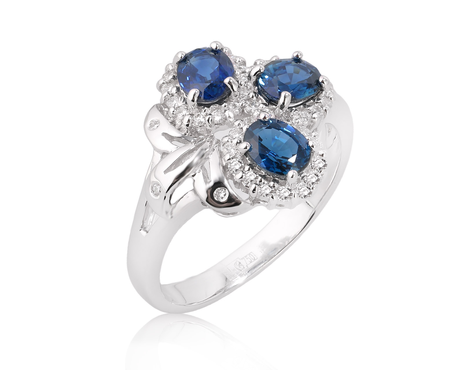 Золотое кольцо с сапфирами 1.45ct и бриллиантами 0.33ct 081025/5