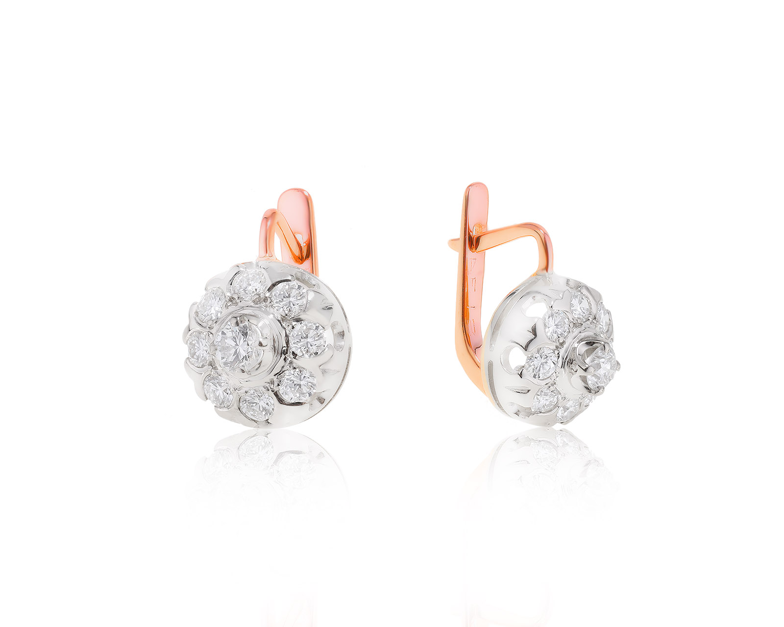 Винтажные золотые серьги с бриллиантами 1.07ct СССР 041022/3
