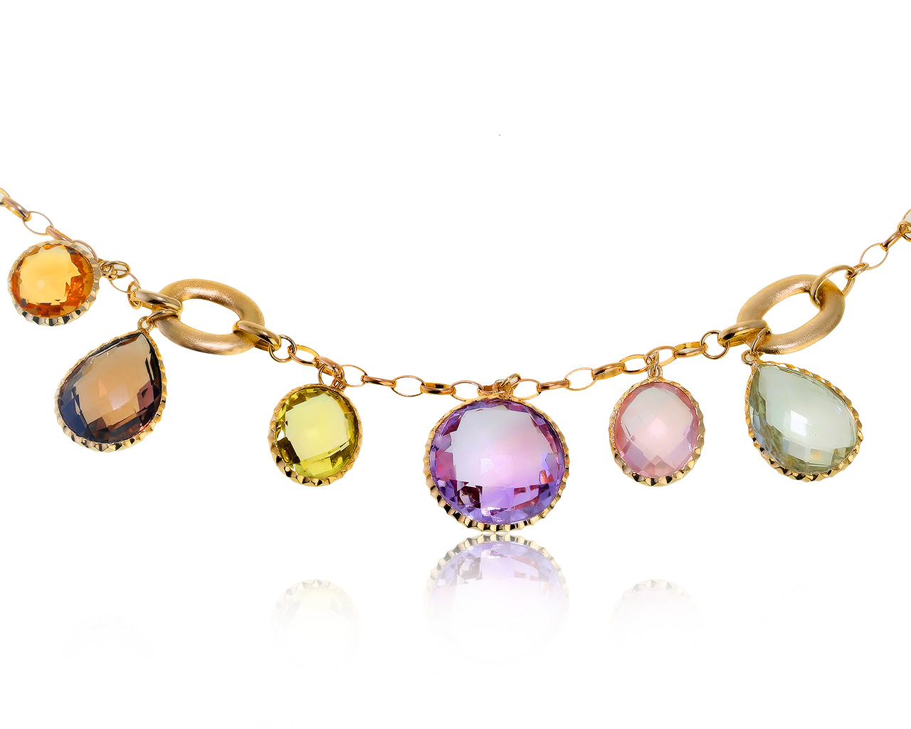 Праздничное золотое колье с цветными камнями 49.27ct 270121/9