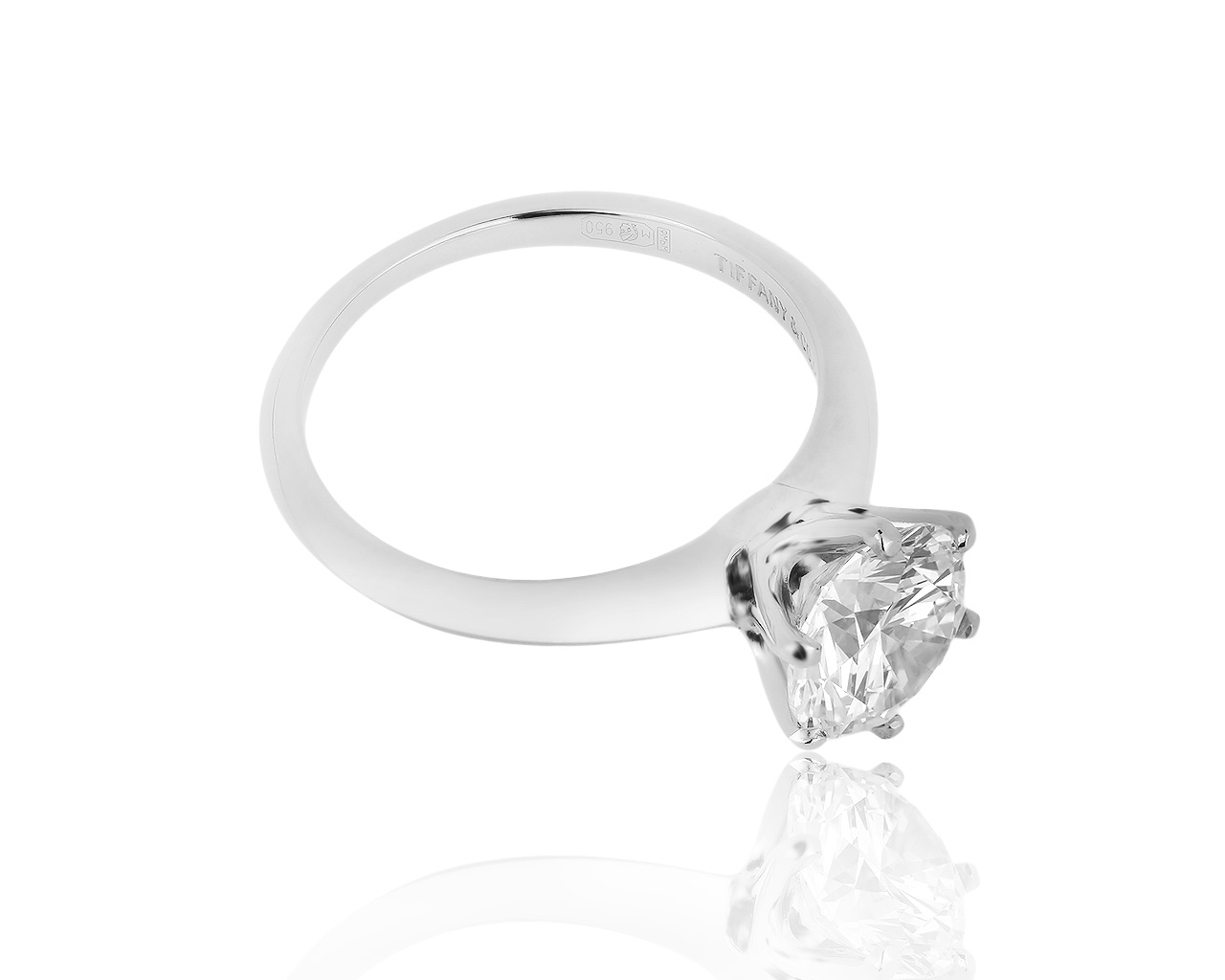 Оригинальное платиновое кольцо с бриллиантом 1.50ct Tiffany&Co