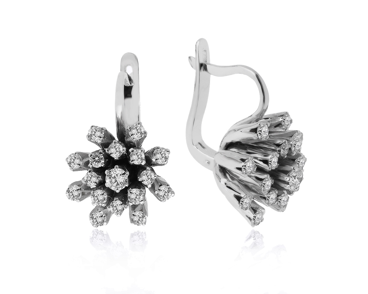Лаконичные золотые серьги с бриллиантами 1.64ct