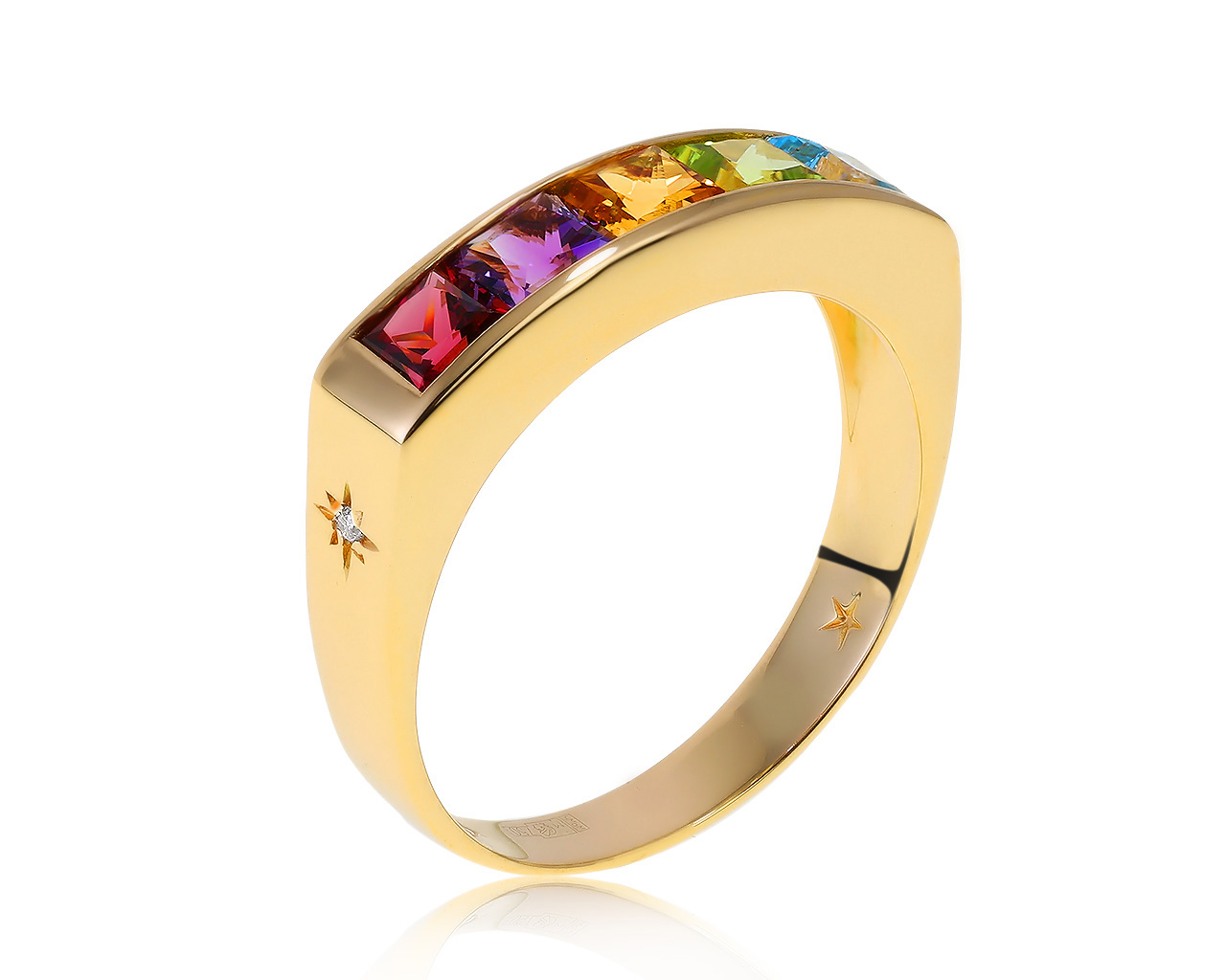 Оригинальное золотое кольцо с цветными камнями 1.45ct H.Stern 080121/1