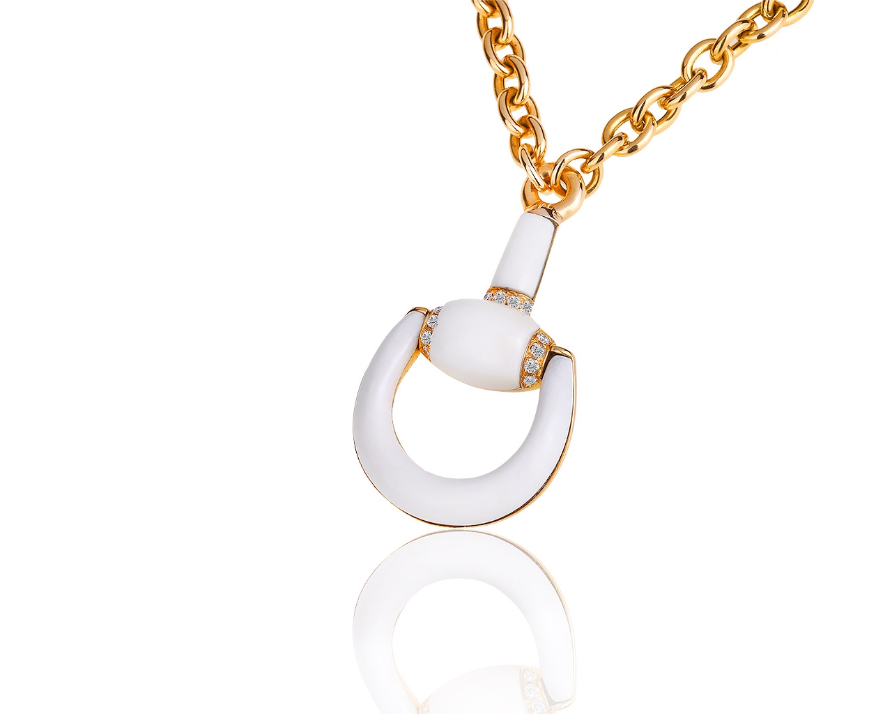 Оригинальная золотая подвеска с керамикой и бриллиантами 0.18ct Gucci 251217/11