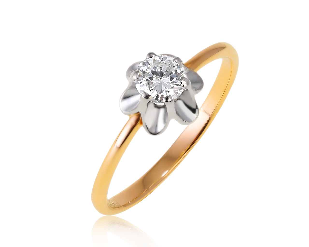 Изящное золотое кольцо с бриллиантом 0.30ct