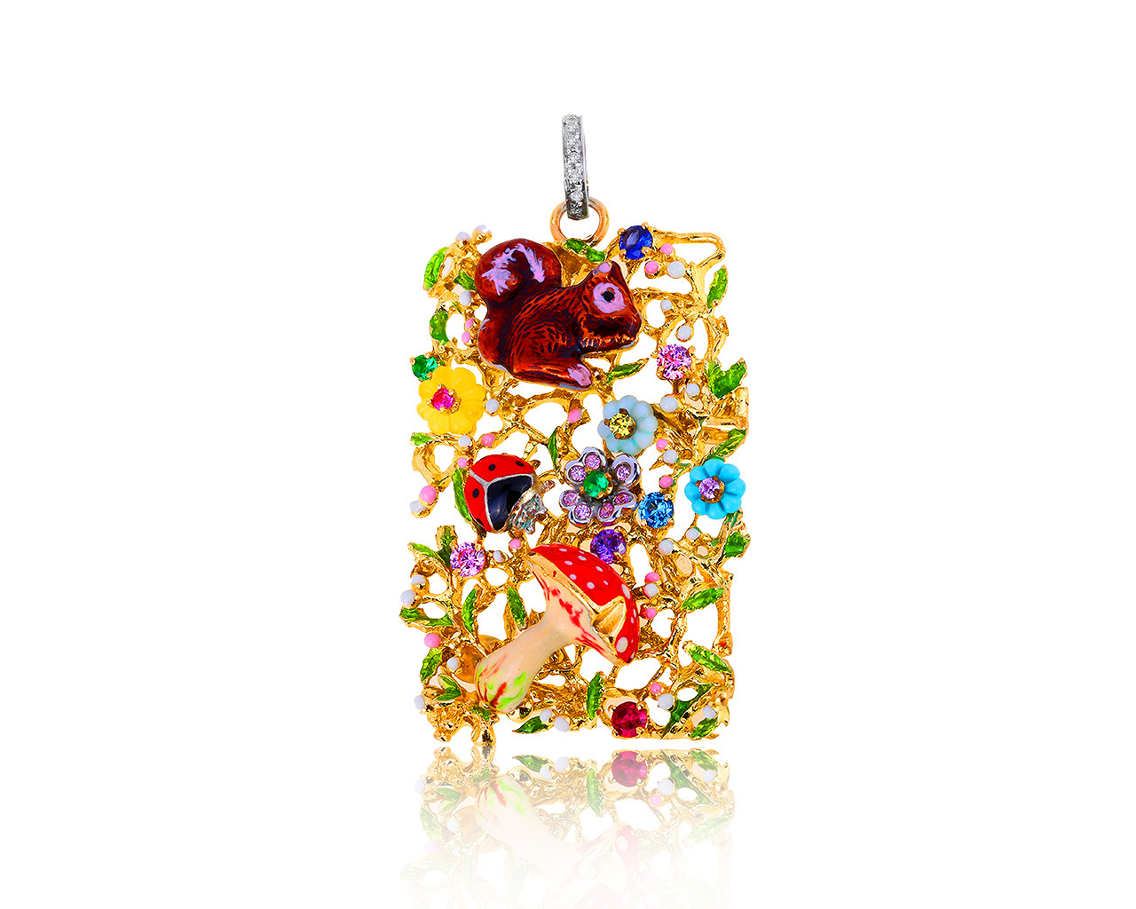 Золотой кулон с бриллиантами 0.05ct и цветными камнями Santagostino 020619/6 Золотой кулон с бриллиантами 0.05ct и цветными камнями Santagostino 020619/6