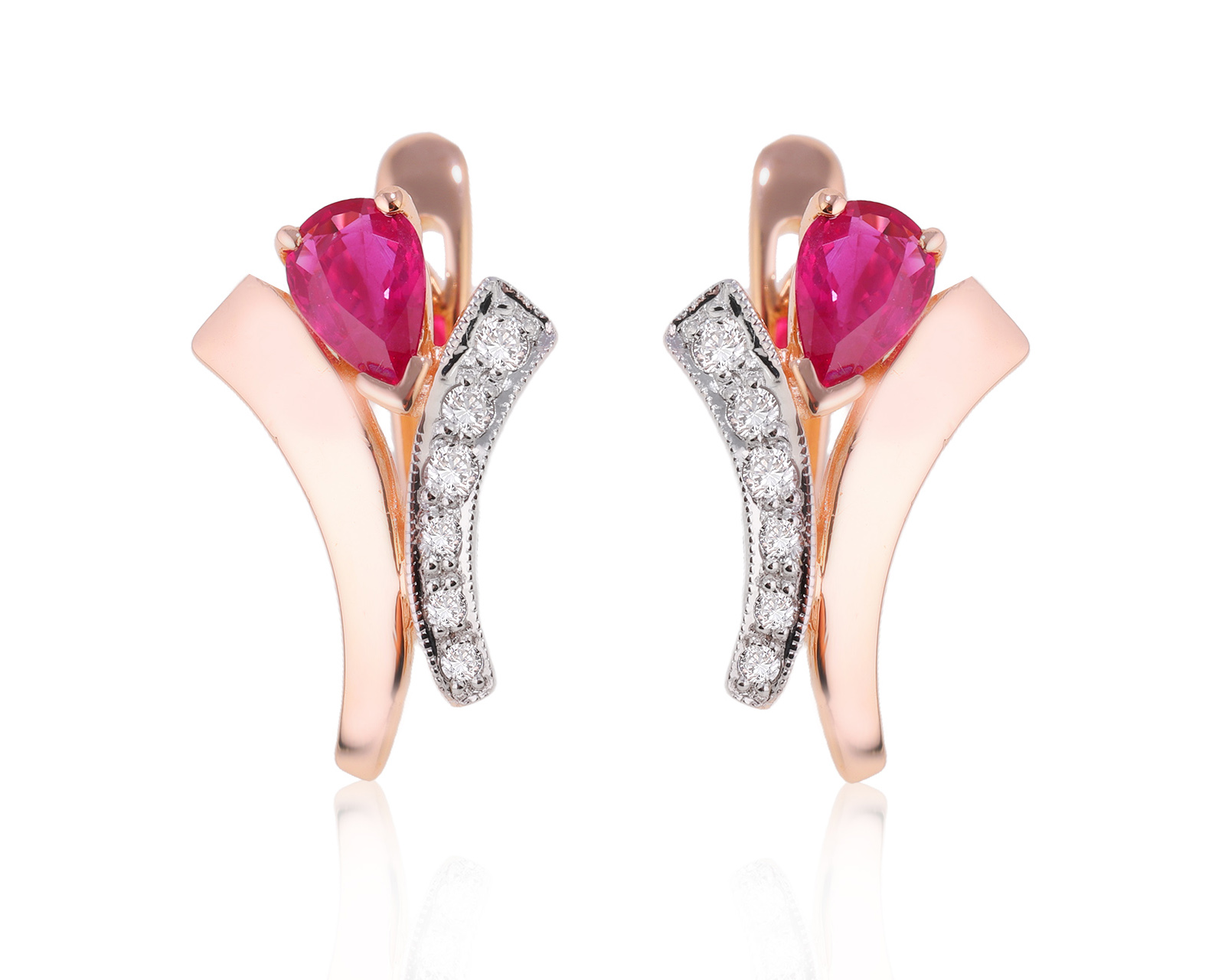 Золотые серьги с рубинами 0.76ct и бриллиантами 0.11ct 180225/1 Золотые серьги с рубинами 0.76ct и бриллиантами 0.11ct 180225/1