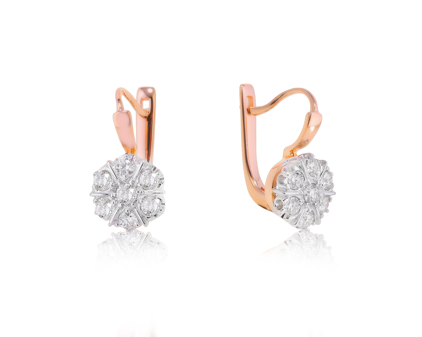 Золотые серьги с бриллиантами 1.02ct