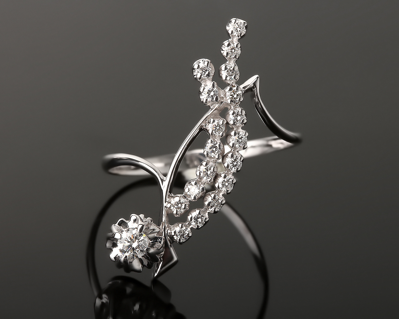 Искусное золотое кольцо с бриллиантами 0.42ct 050816/6 Искусное золотое кольцо с бриллиантами 0.42ct 050816/6