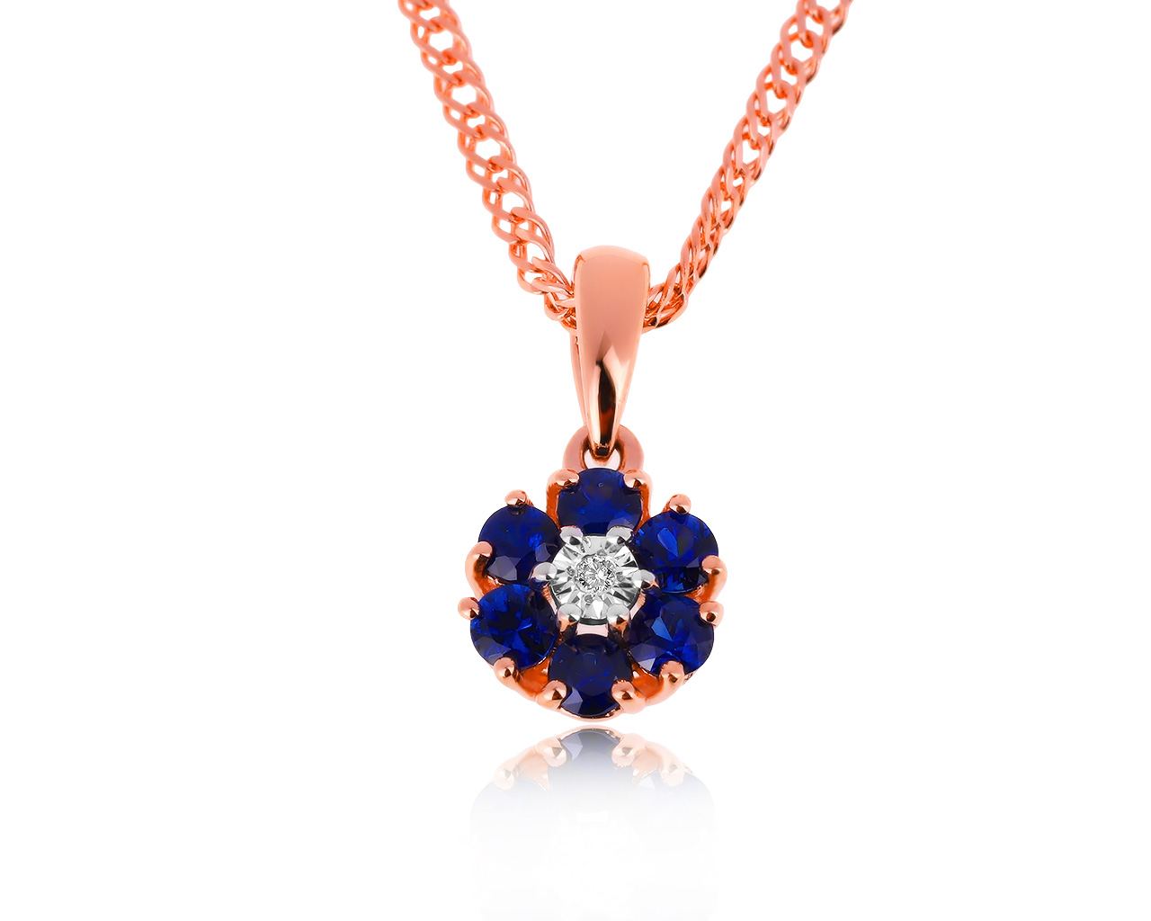 Изящный золотой кулон с сапфирами 0.46ct