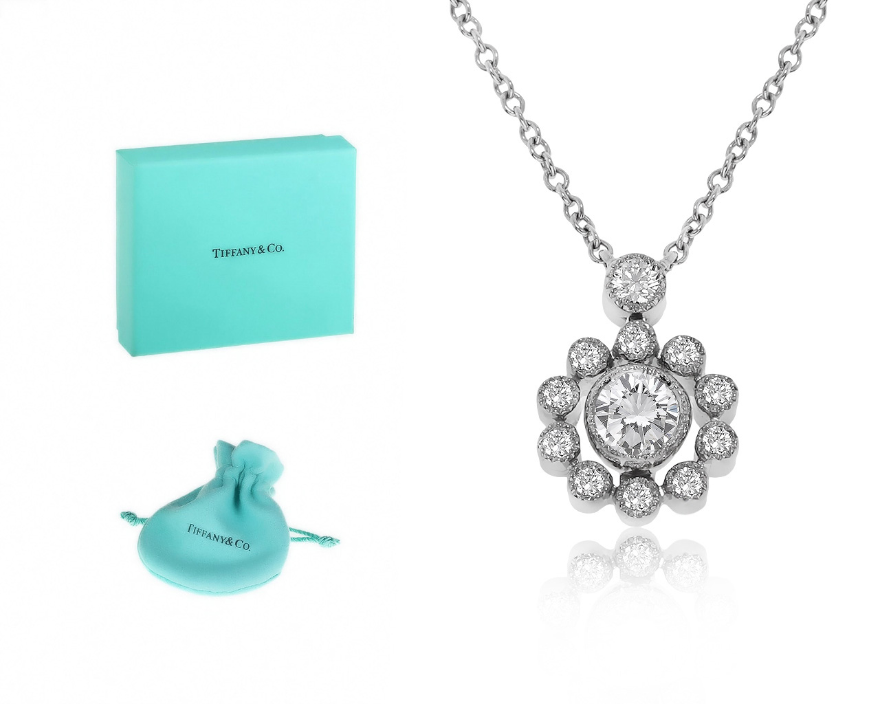 Оригинальный платиновый кулон с бриллиантами 0.37ct Tiffany&Co