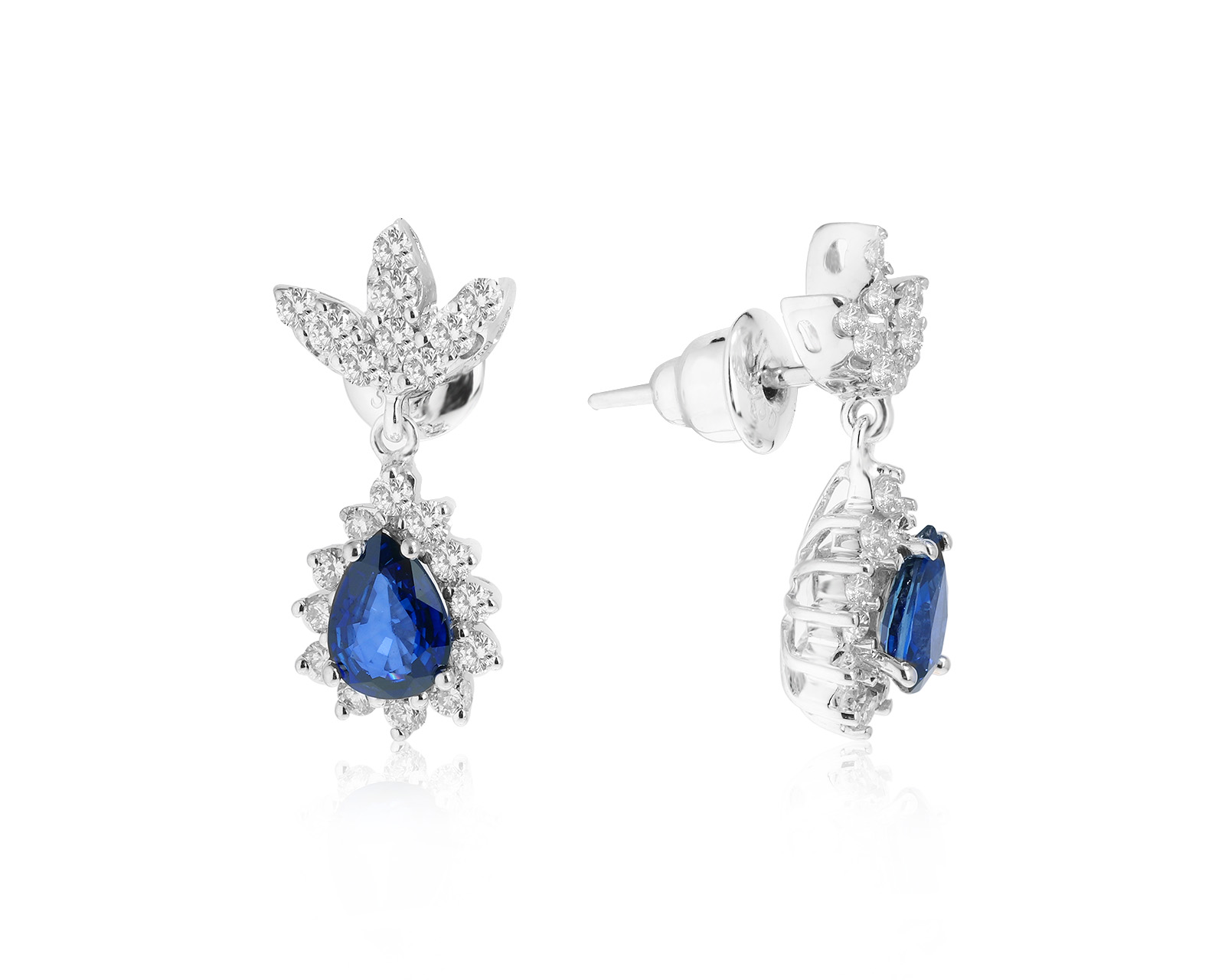 Праздничные золотые серьги с сапфирами 1.72ct 120122/6