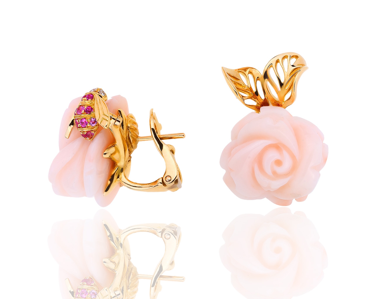 Нежные золотые серьги с кораллами Dior Pre Catelan ppp18