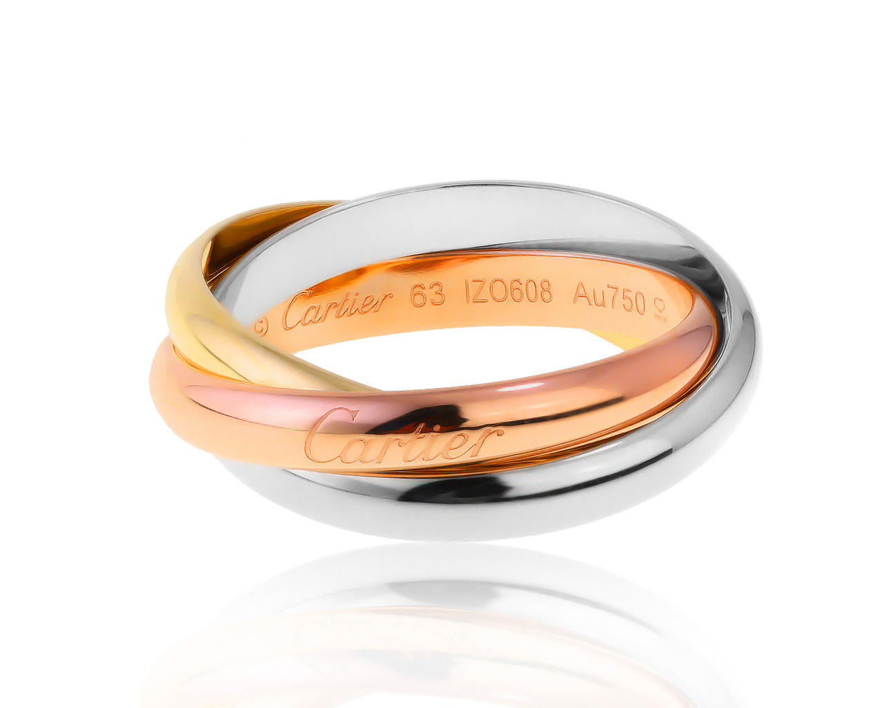 Оригинальное золотое кольцо Cartier Trinity 160521/2