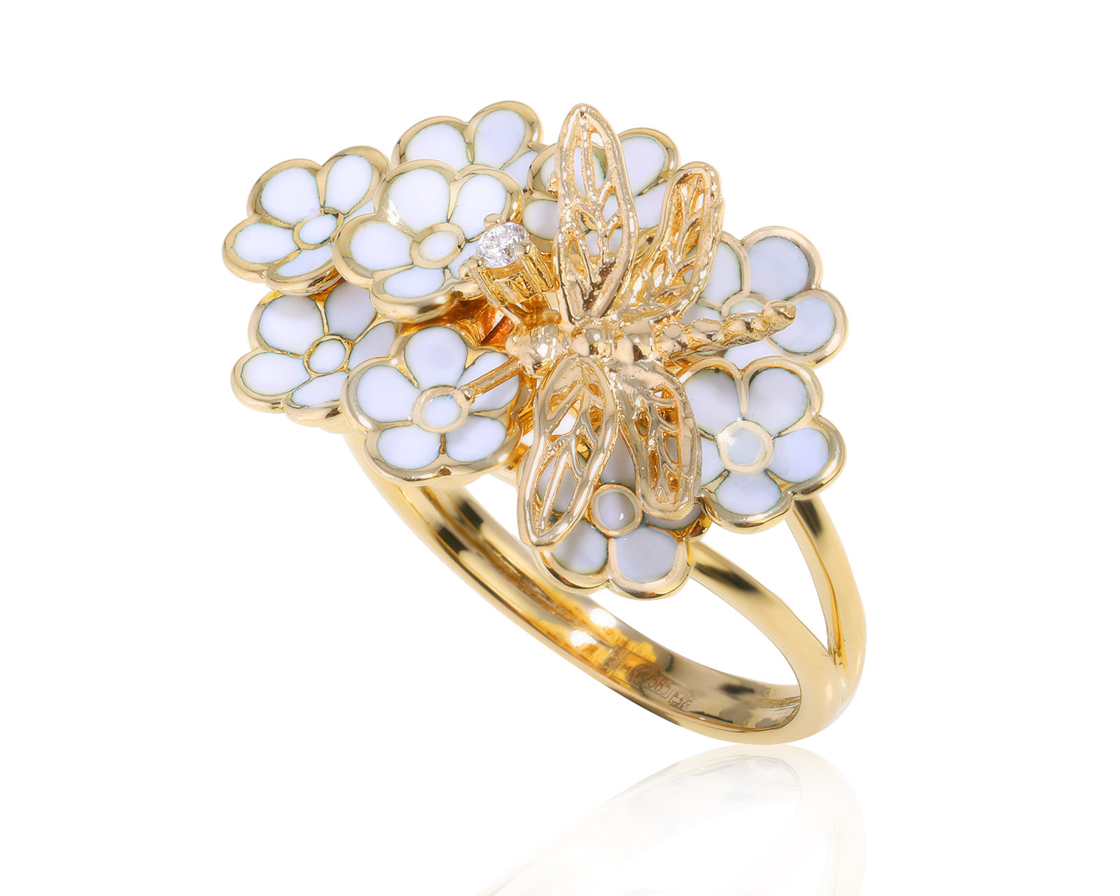 Оригинальное золотое кольцо Roberto Bravo White Dreams 240824/11