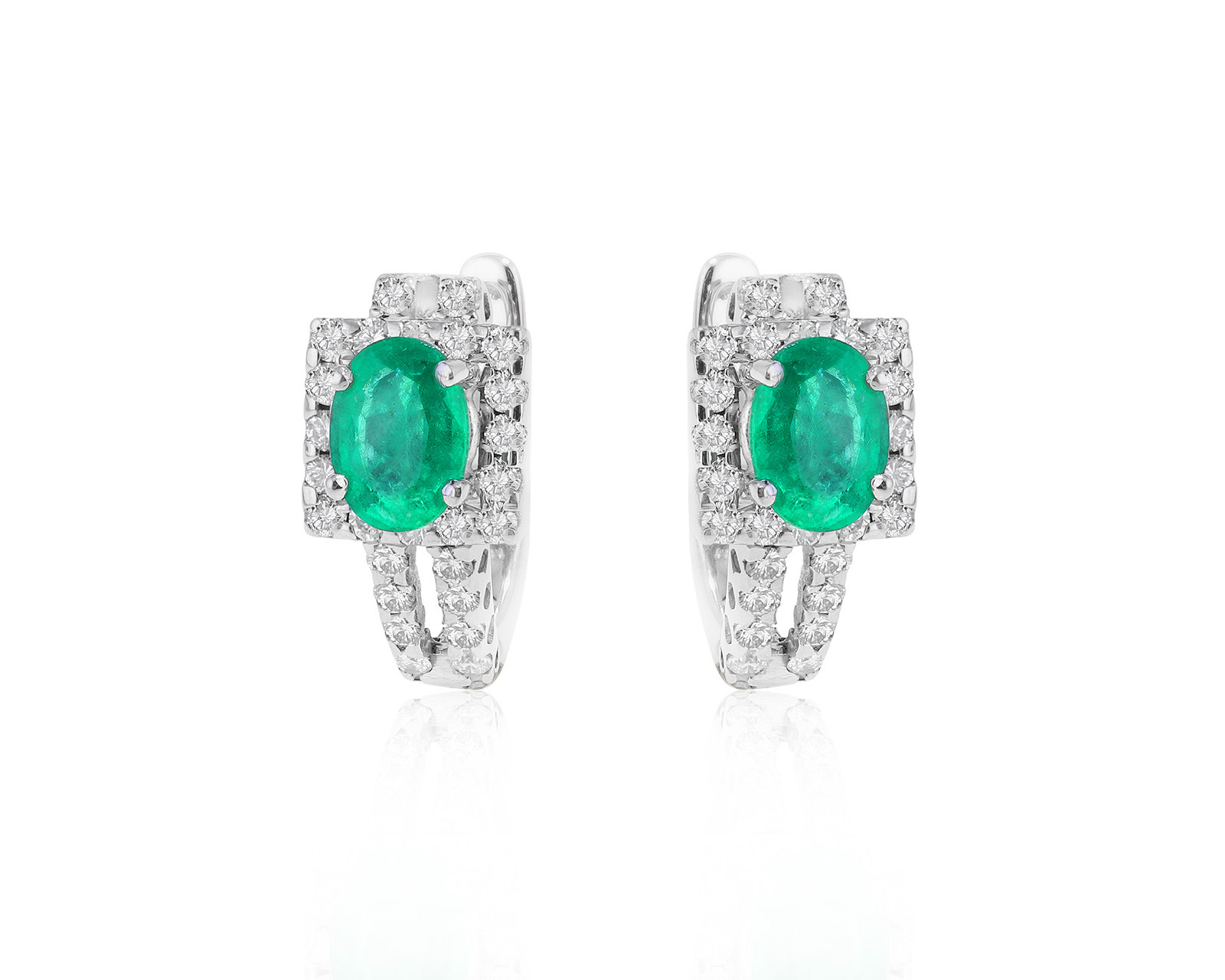 Богатые золотые серьги с изумрудами 1.63ct