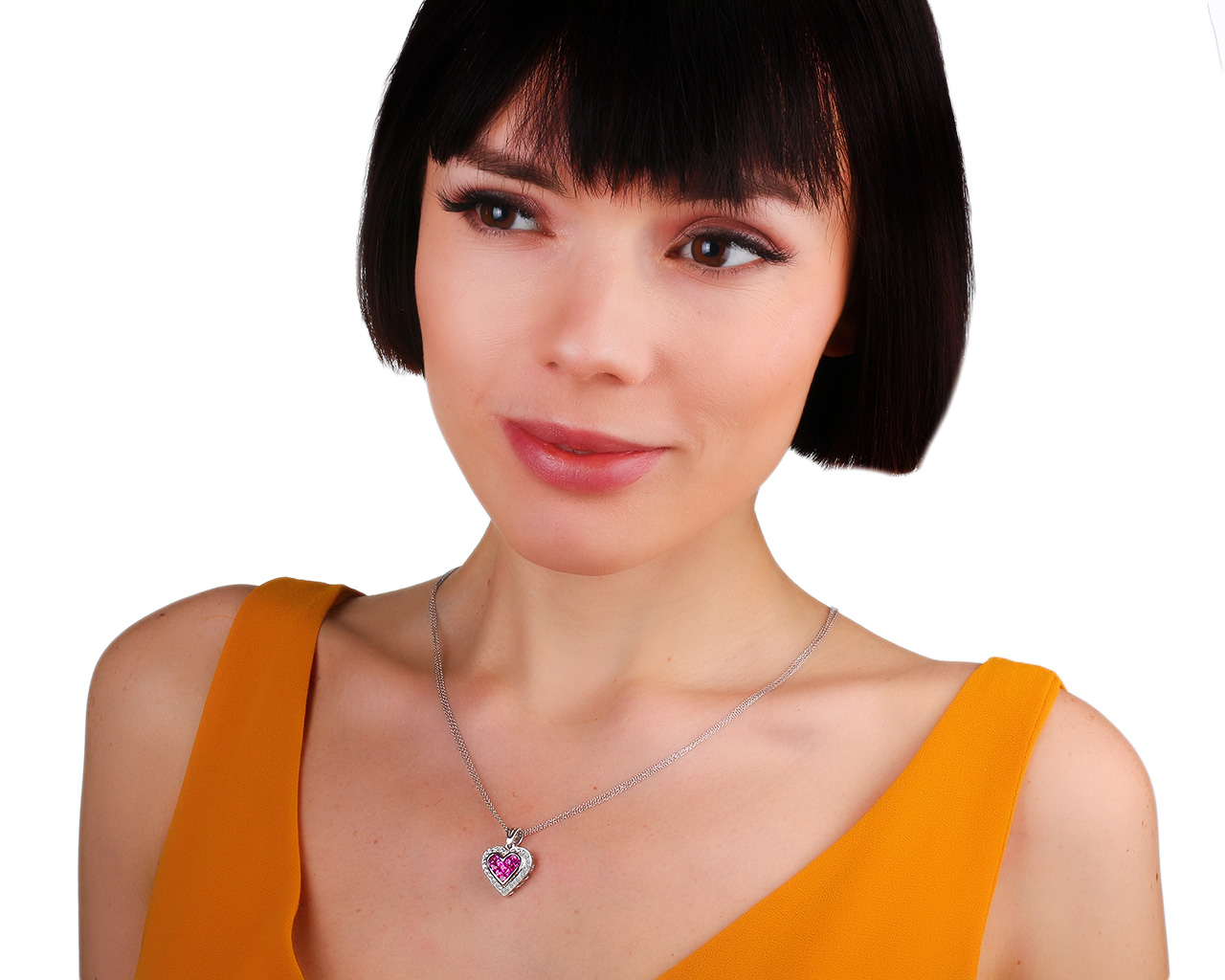 Золотой кулон с бриллиантами и розовыми сапфирами 1.30ct